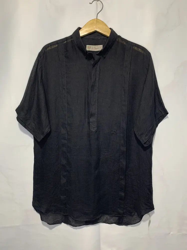 Gucci *RARE* 80s Gucci Linen sheer GG blck shirt Size US L / EU 52-54 / 3 - 2 Thumbnail