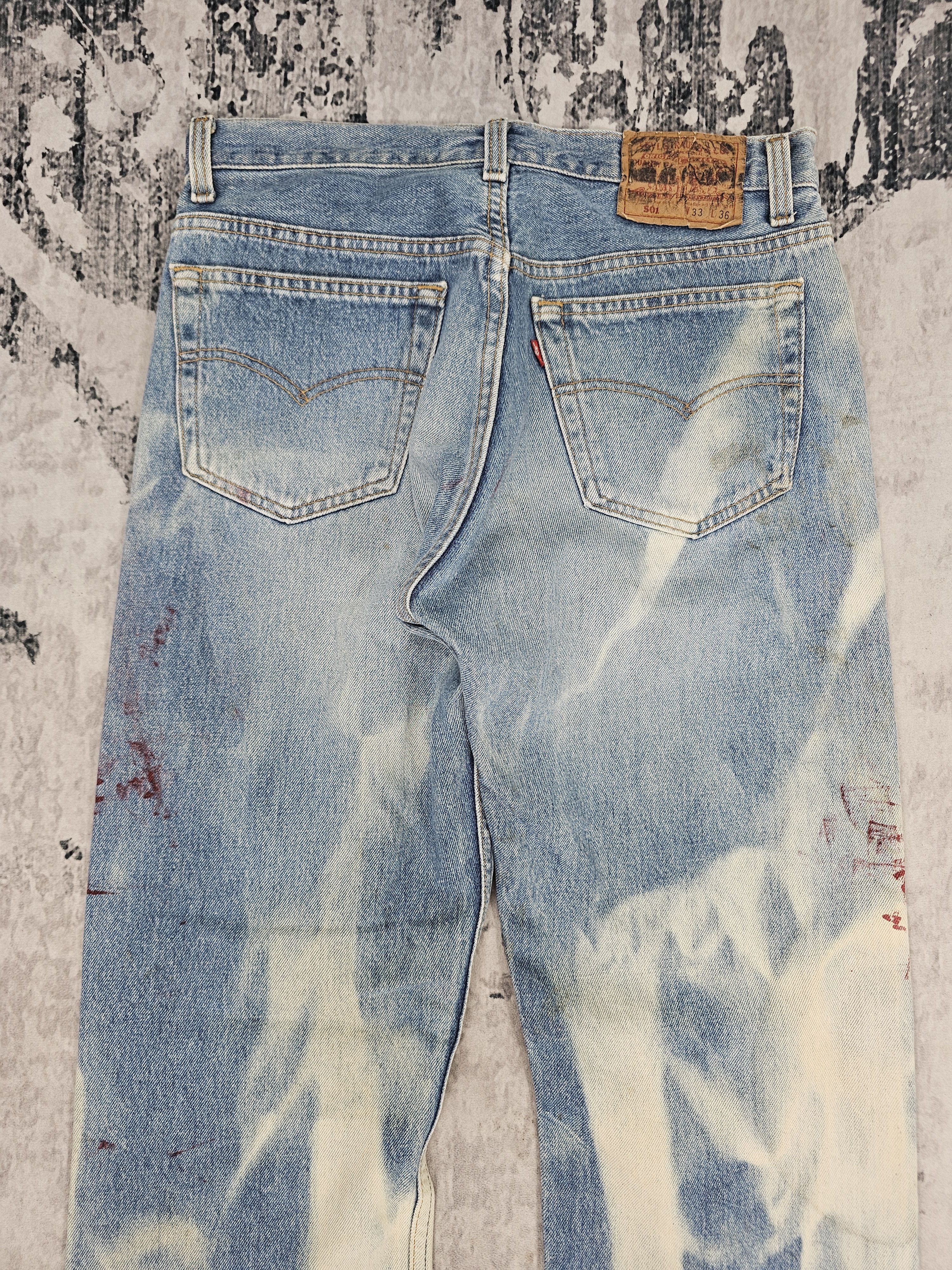 Levi's Vintage Clothing Vtg 90's LEVIS 501 Bleached Blue Jeans Made In USA L0566 Size US 31 - 8 Thumbnail