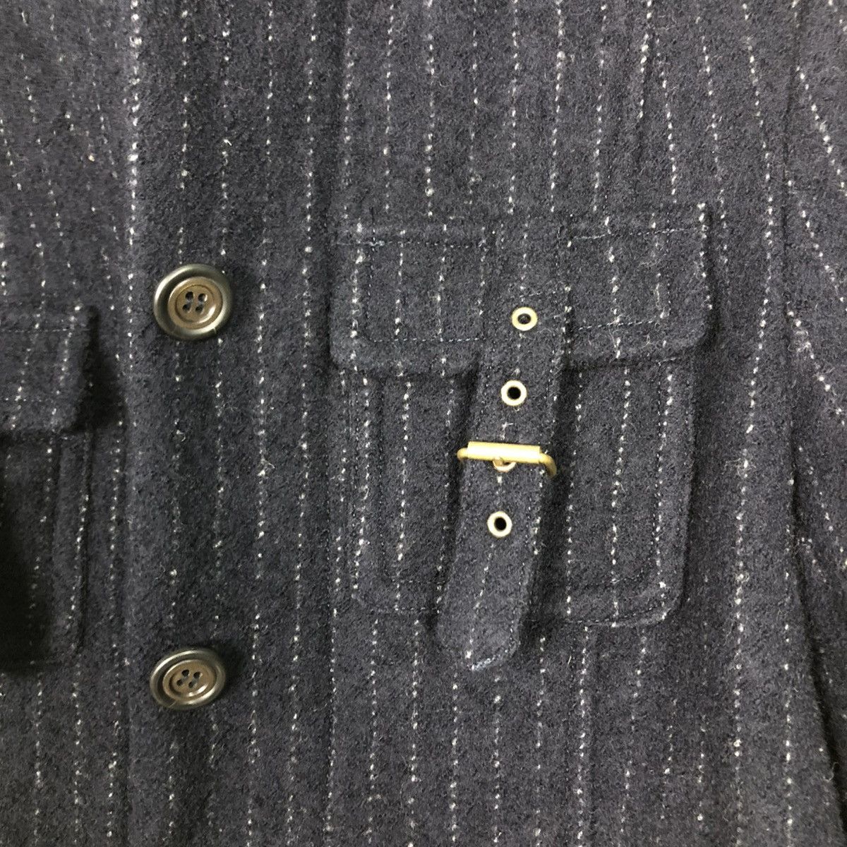 Japanese Brand 🔥VINTAGE BIKER JACKET STRIPED HICKORY MATIERES ISSEY MIYAKE Size US S / EU 44-46 / 1 - 18 Thumbnail
