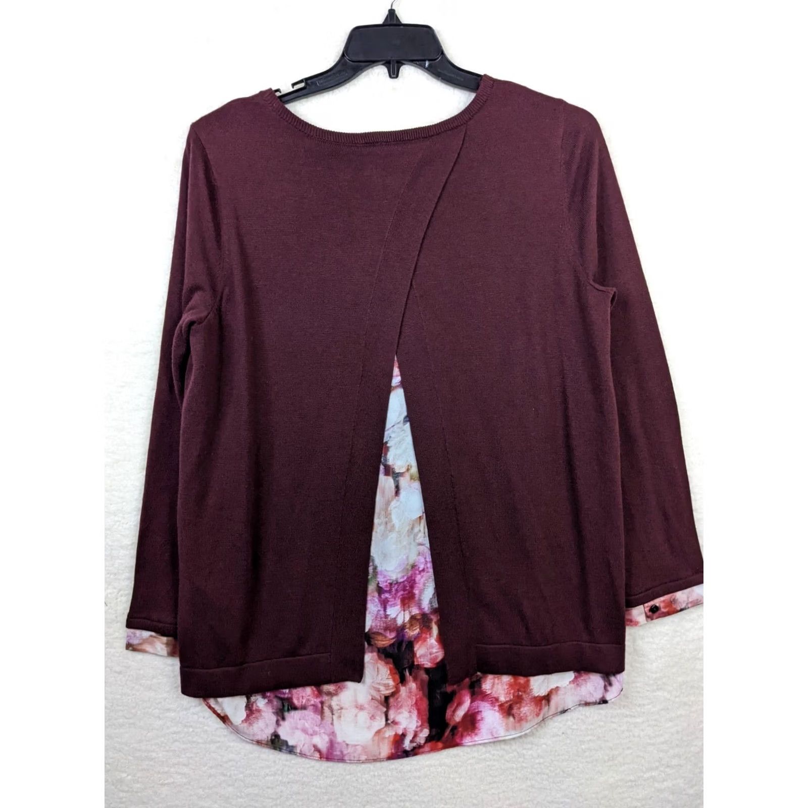 NYDJ NYDJ women's dark red V-Neck long sleeve pullover Sweater Size M Size M / US 6-8 / IT 42-44 - 2 Thumbnail