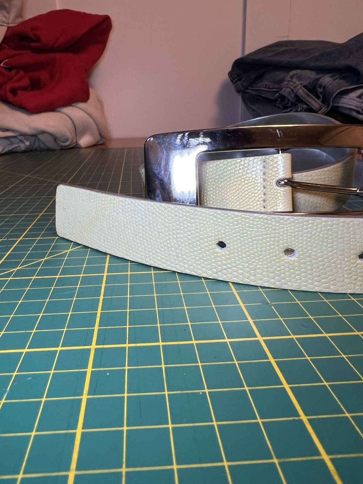 Vintage Fabio Corti reversible snakeskin/silver Italian leather belt Size ONE SIZE - 8 Thumbnail