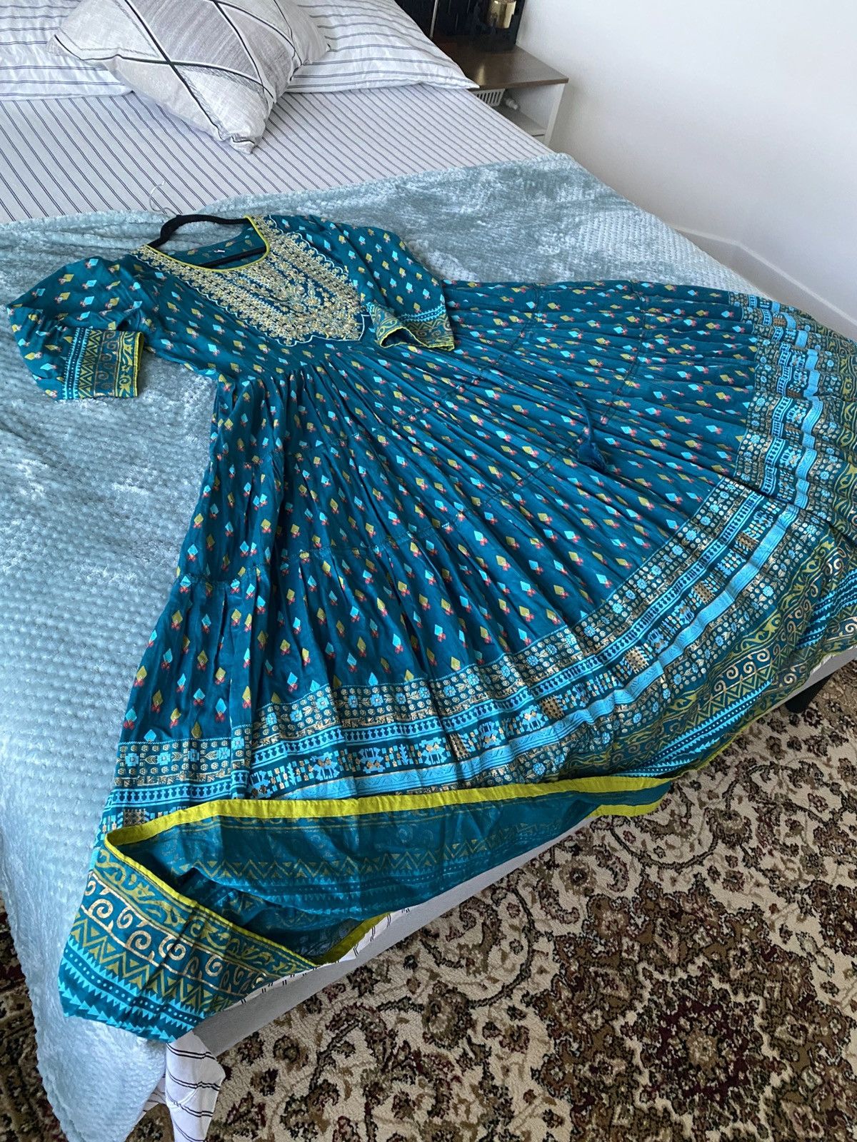 Other Teal Blue Embroidered & printed Anarkali Kurta Flare Fairy Size XL / US 12-14 / IT 48-50 - 8 Thumbnail