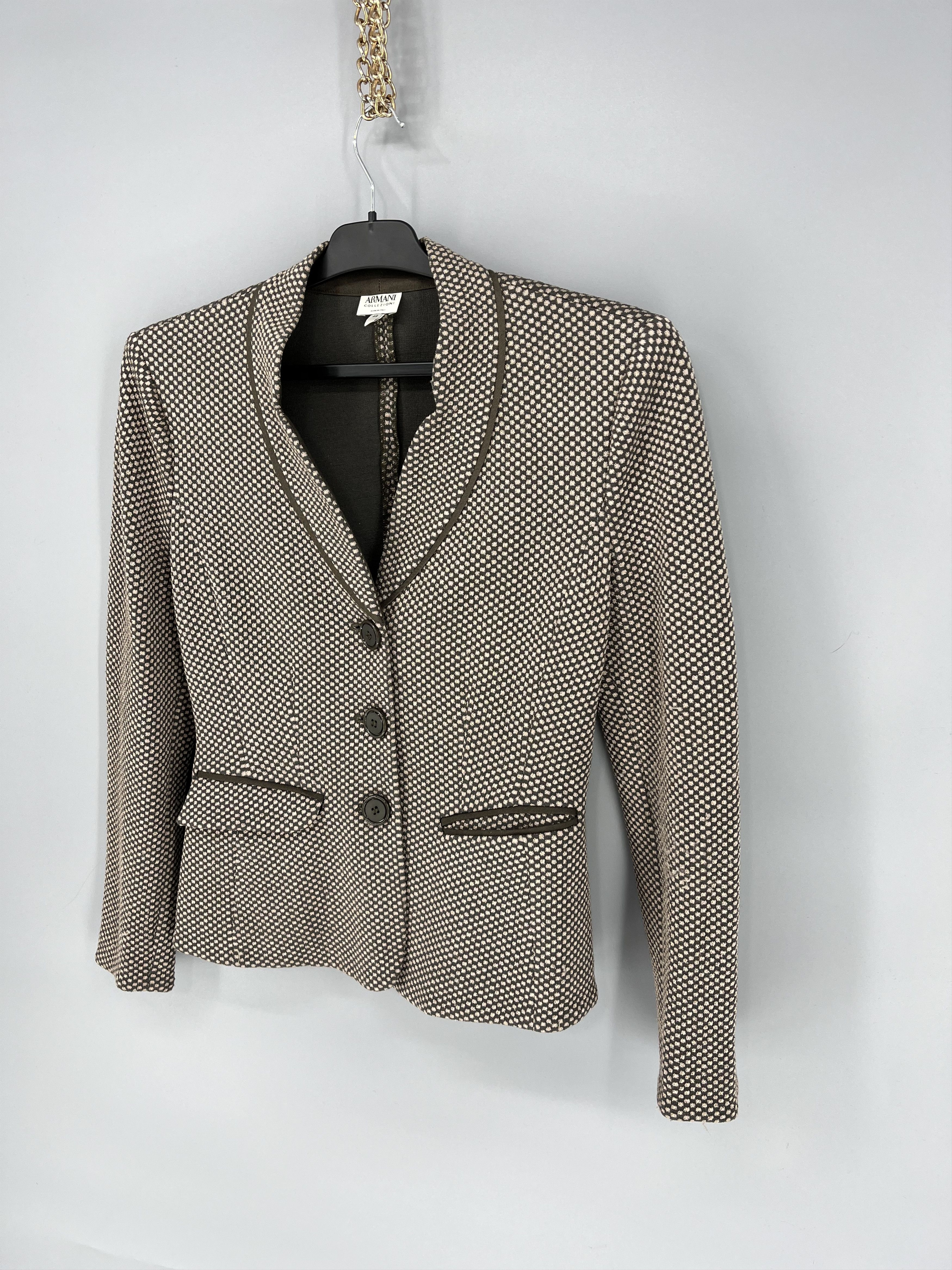 Armani × Emporio Armani × Giorgio Armani Armani Collezioni Light Gren-Brown Blazer Jacket Made Italy Size M / US 6-8 / IT 42-44 - 3 Thumbnail