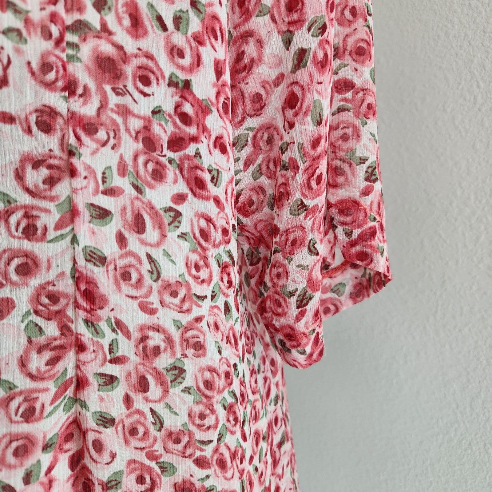 Vintage Vintage 80s Rose Print Sheer Button Down Blouse EU 42 L Size L / US 10 / IT 46 - 10 Thumbnail