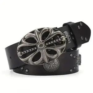 VIBE Bohemian Style Belt Vintage Inlaid Skeleton Head Size ONE SIZE - 3 Thumbnail