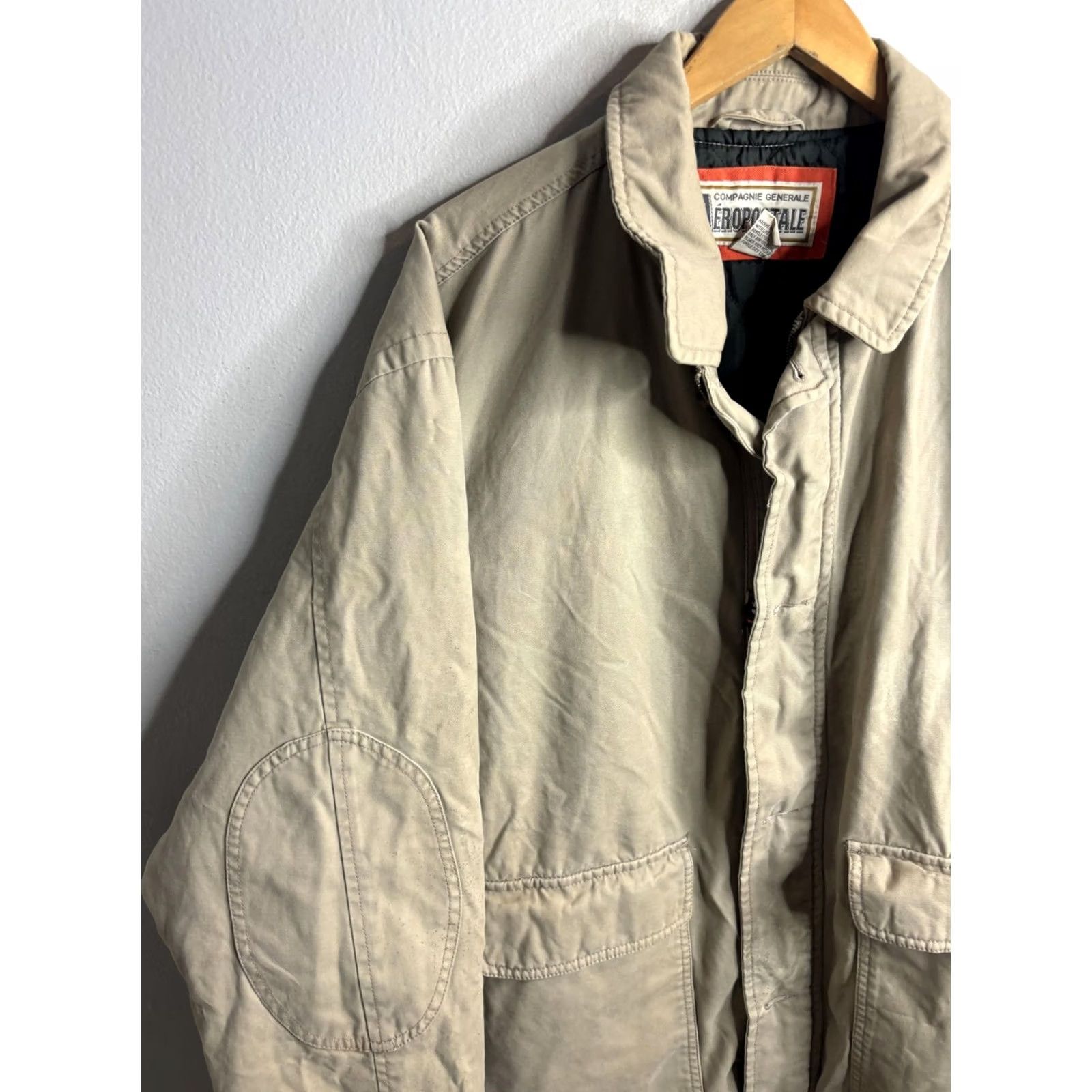 Aeropostale VINTAGE Aeropostale Jacket Mens XL Beige Canvas Military Field Hong Kong 90s Size US XL / EU 56 / 4 - 2 Thumbnail