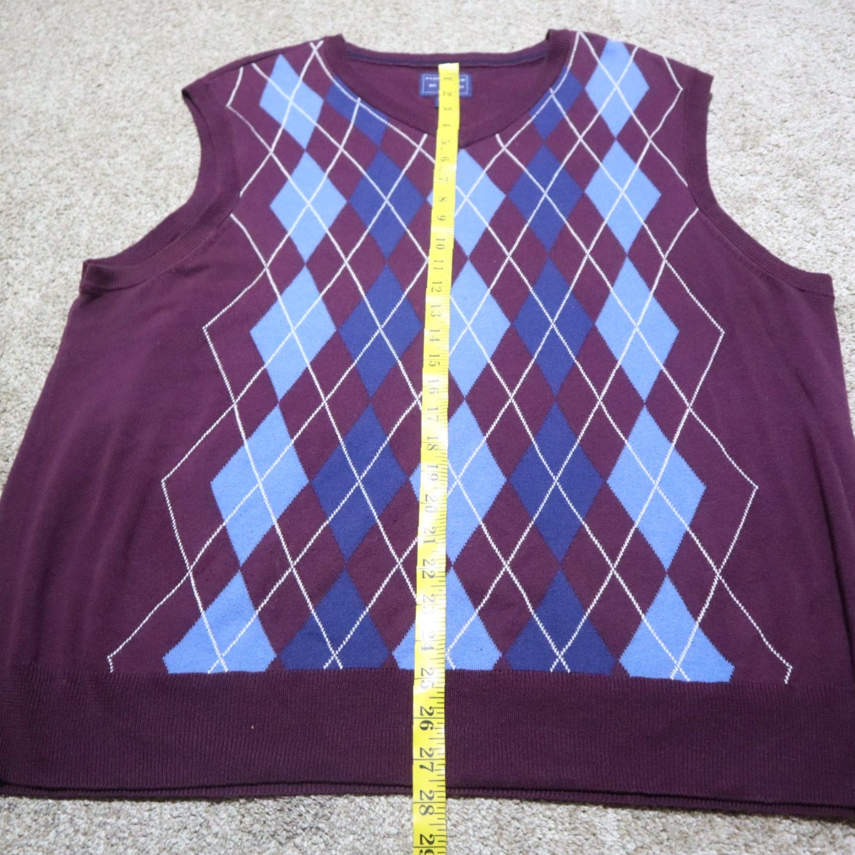 Vintage Saddlebred Purple Blue Sleeveless V-Neck Cotton Pullover Vest Sweater Size XLT Size US XL / EU 56 / 4 - 6 Thumbnail