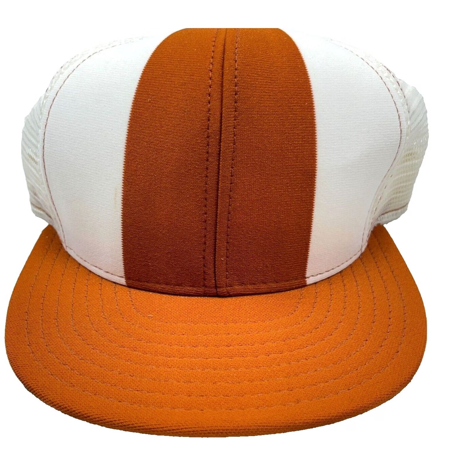 Vintage VINTAGE Lucky Stripes Orange White Texas Trucker Hat Cap Snap Back Blank Plain Size ONE SIZE - 2 Thumbnail