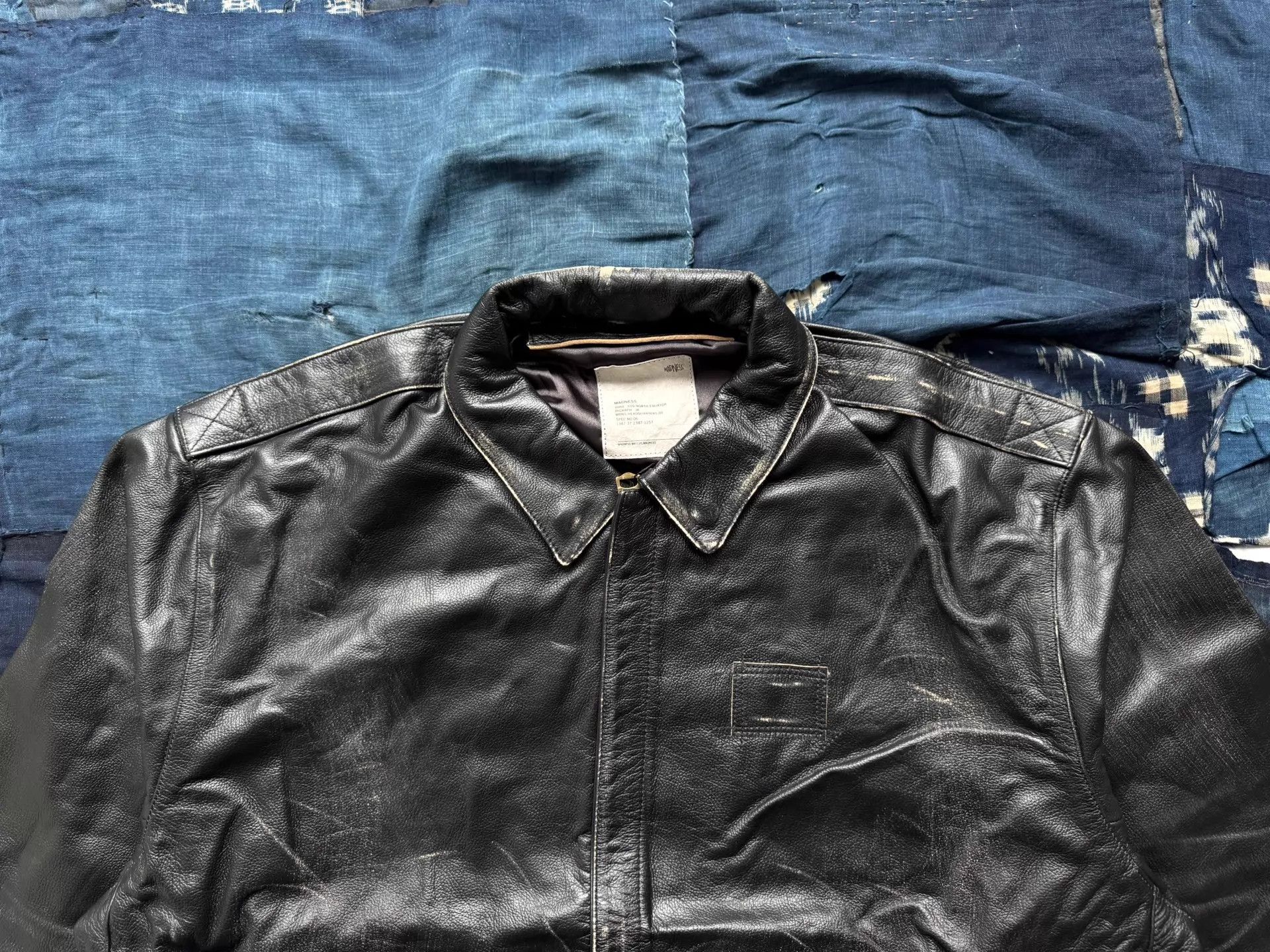 Madness MADNESS A2 Aviator Distressed Japanese Cowhide Black Size US L / EU 52-54 / 3 - 4 Thumbnail
