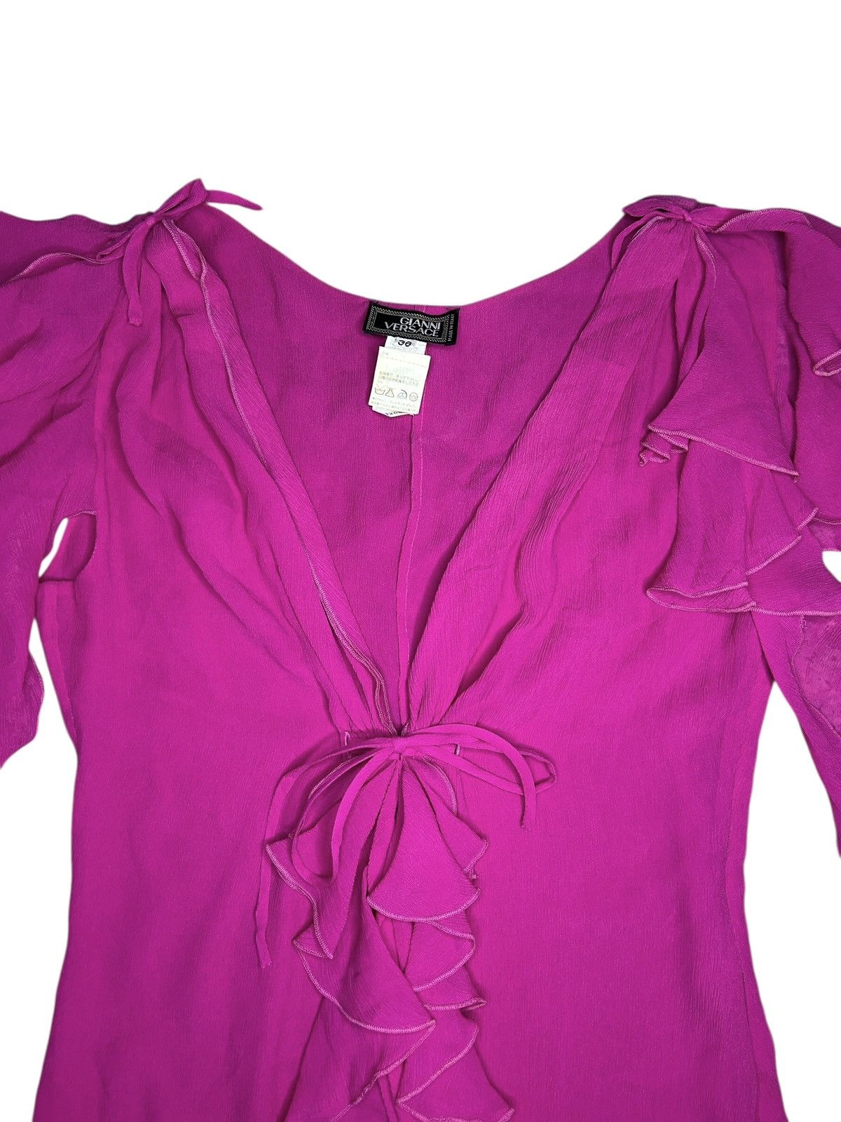 Versace S/S 03 Ruffled Silk Dress Size XS / US 0-2 / IT 36-38 - 3 Thumbnail