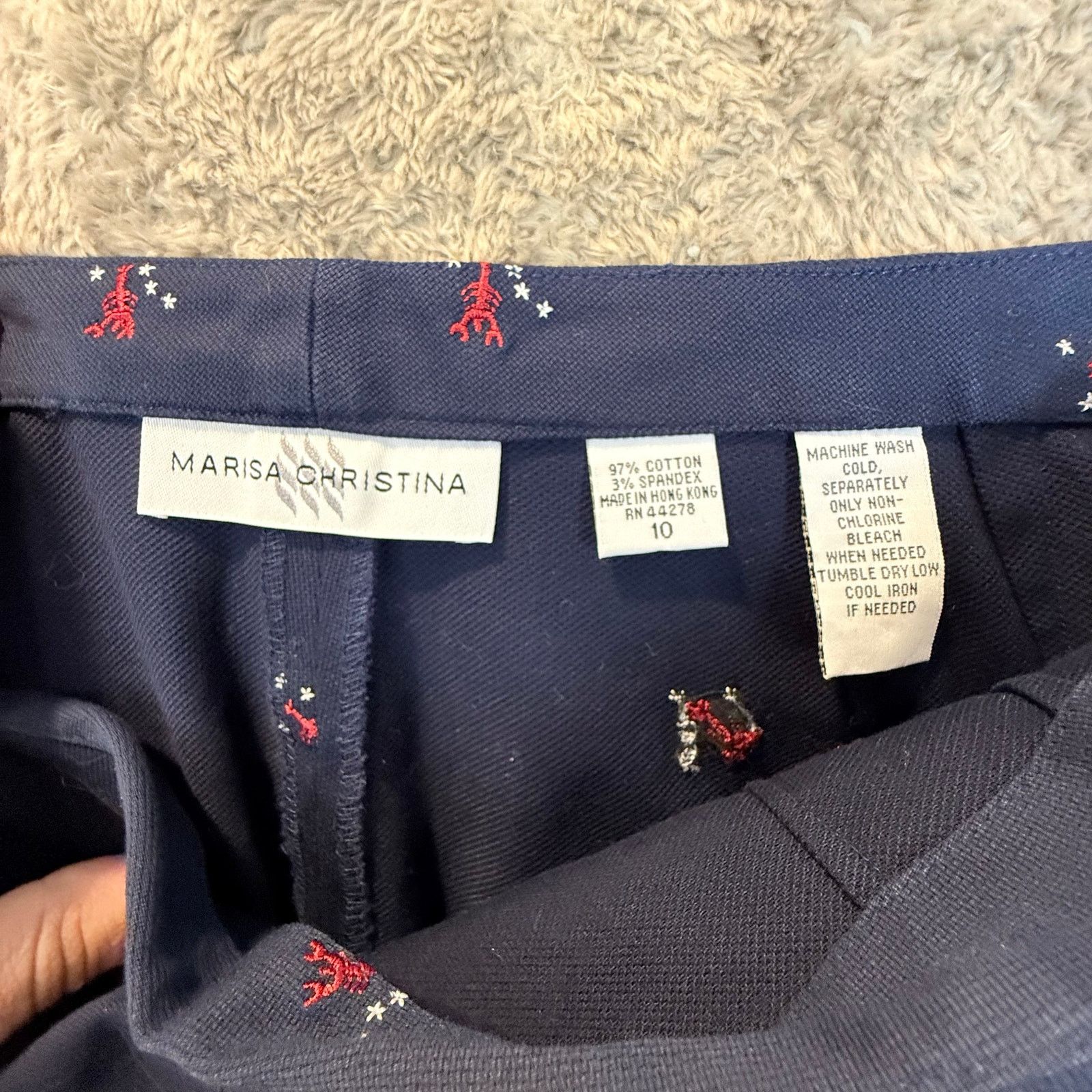 Other Marisa Christina Navy Blue Red Lobster Skirt Embroider 10 M Size 32" / US 10 / IT 46 - 7 Thumbnail