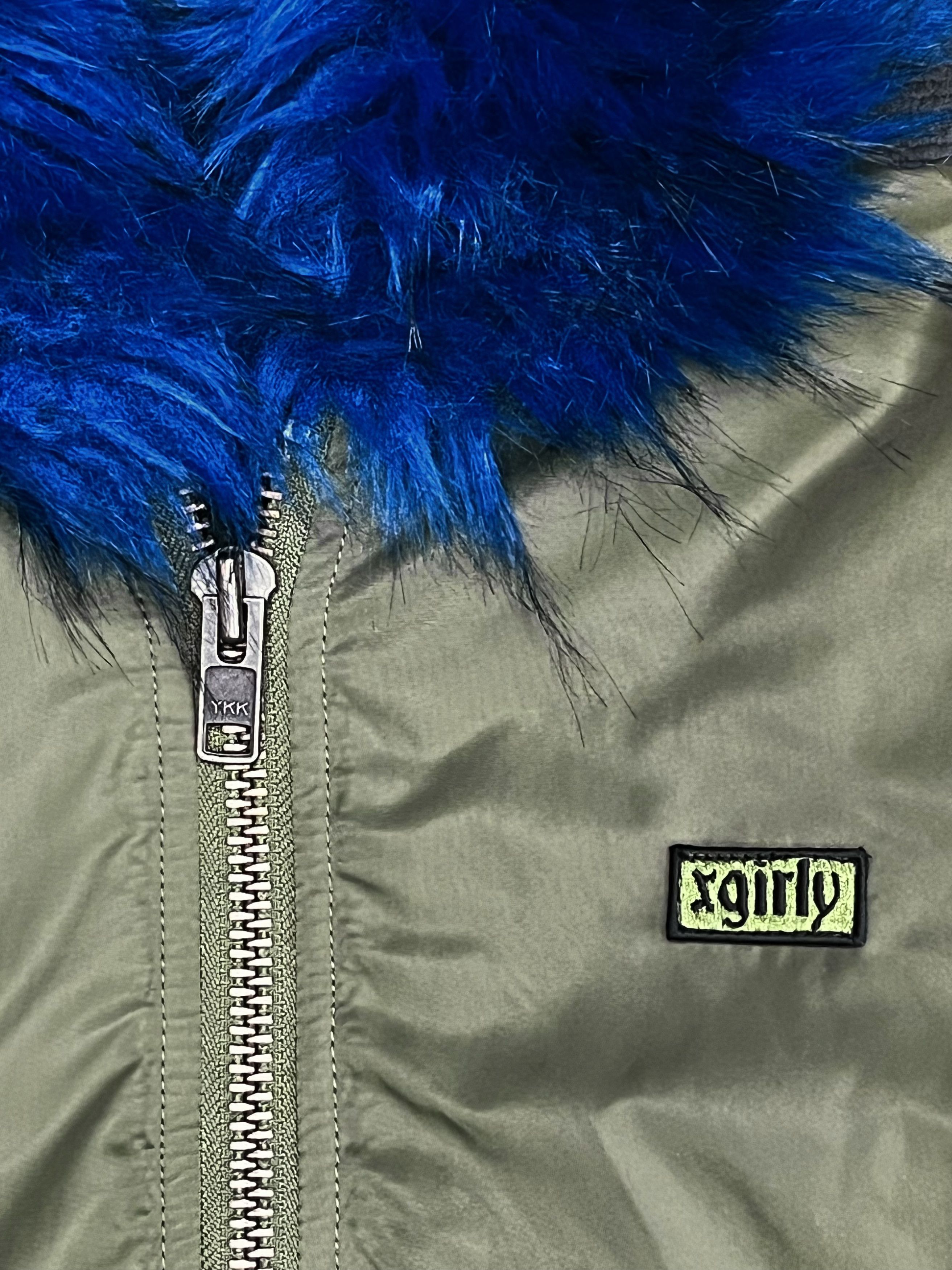 X-Girl 🔥GORGEOUS X-GIRL Ice Blue Fur MA-1 Bomber Jacket Vintage Size M / US 6-8 / IT 42-44 - 10 Thumbnail