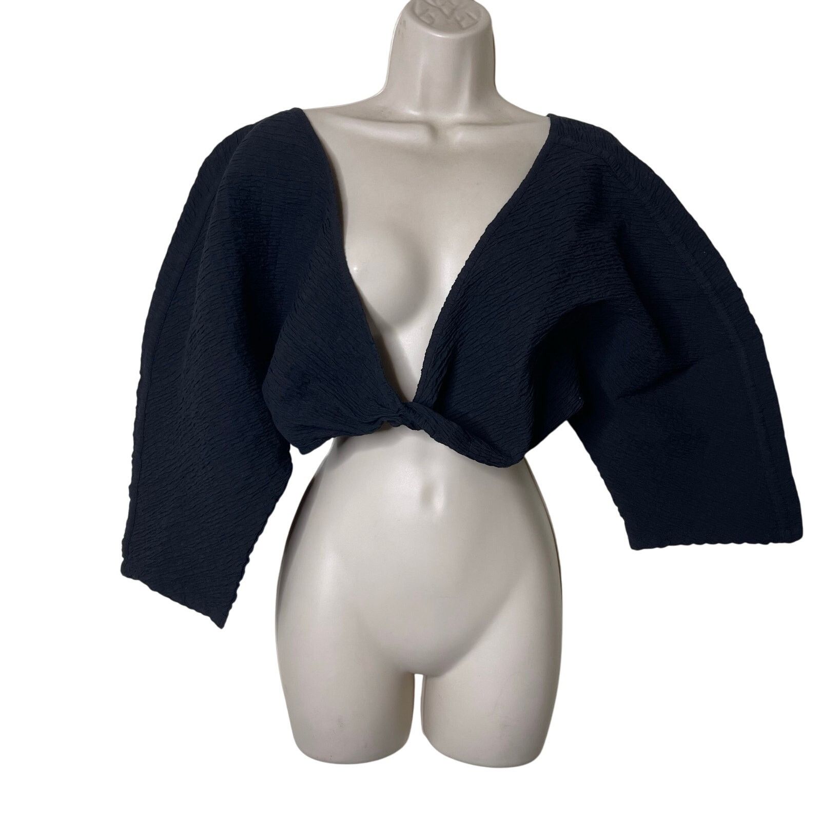 Mara Hoffman Mara Hoffman Justine Twist-Front Cropped Blouse Black sz L Size L / US 10 / IT 46 - 3 Thumbnail
