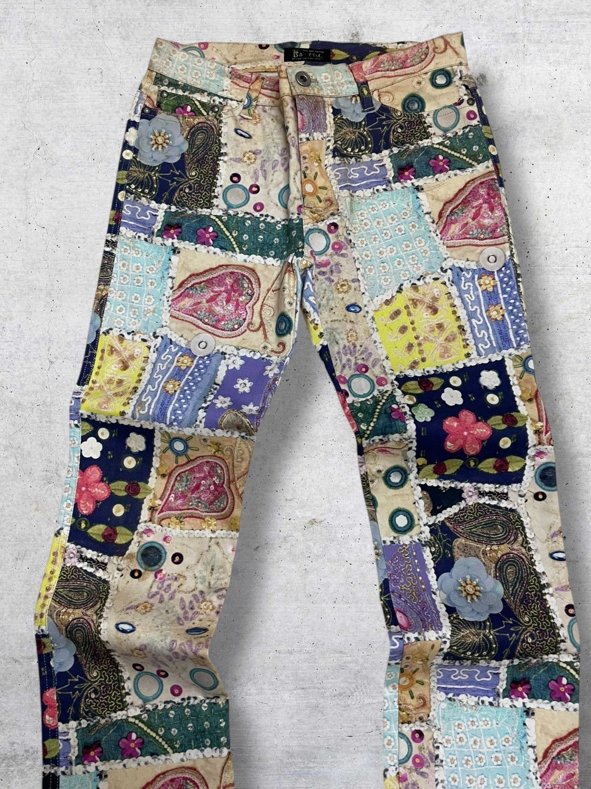 Japanese Brand BA-TSU 1990S JAPAN DESIGNER ARTWORK FLORAL FULLPRINT PANT Size US 28 / EU 44 - 7 Thumbnail