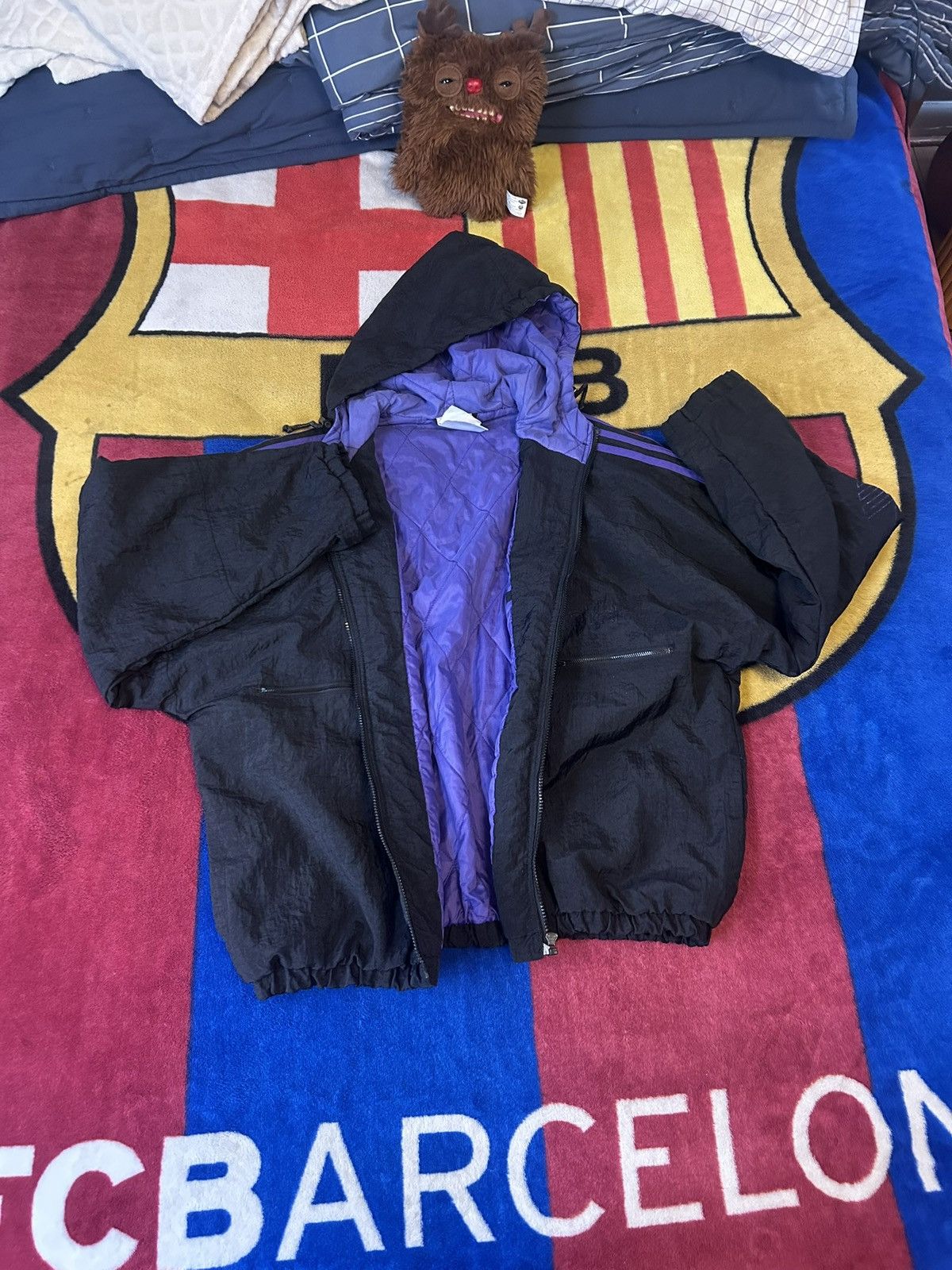 Adidas Black And Purple Adidas Jacket Size US L / EU 52-54 / 3 - 1 Thumbnail