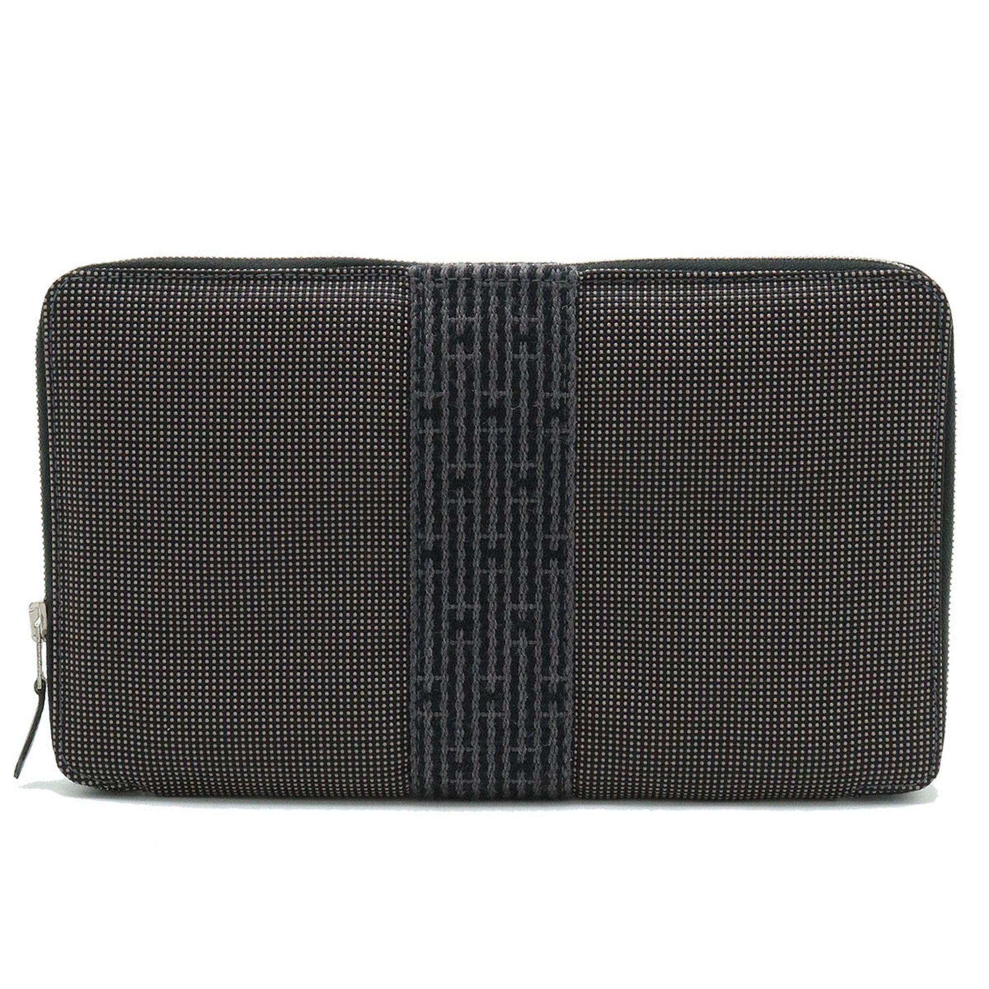 image of Hermes Air Line Purse Gm Round Long Wallet Passport Case Canvas Grey, Women's