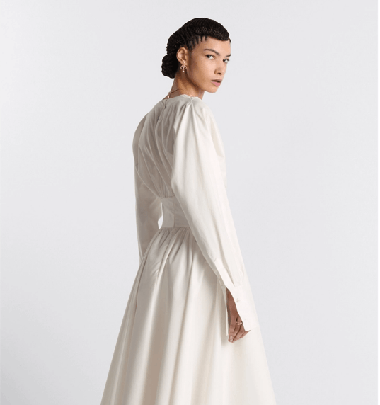 Dior o1w1db10925 441R08 Flared Mid-Length Midi Dress in Ecru Size M / US 6-8 / IT 42-44 - 7 Thumbnail