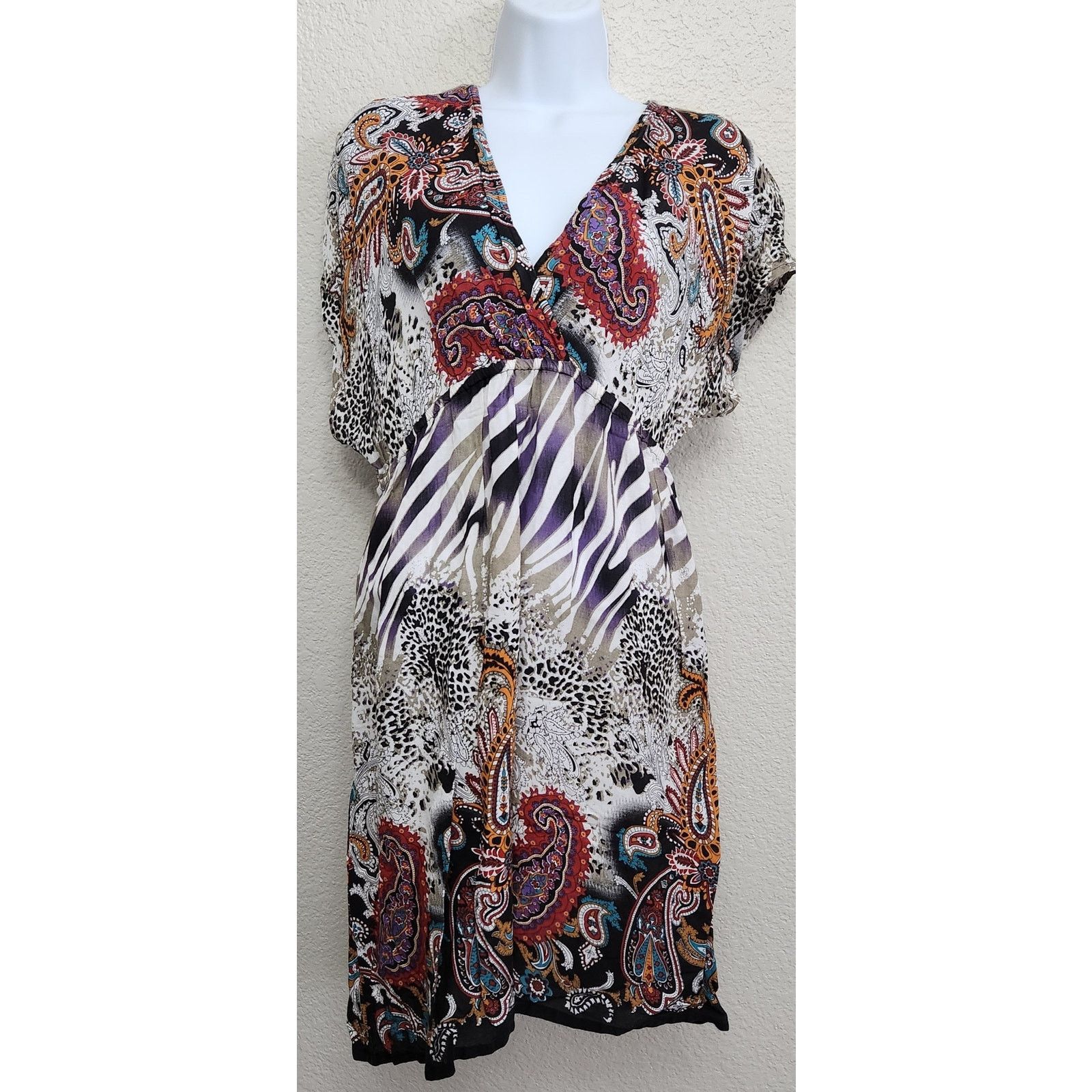 Other She's Cool Purple Black White Crisscross Bodice Mini Dress L Size L / US 10 / IT 46 - 1 Thumbnail