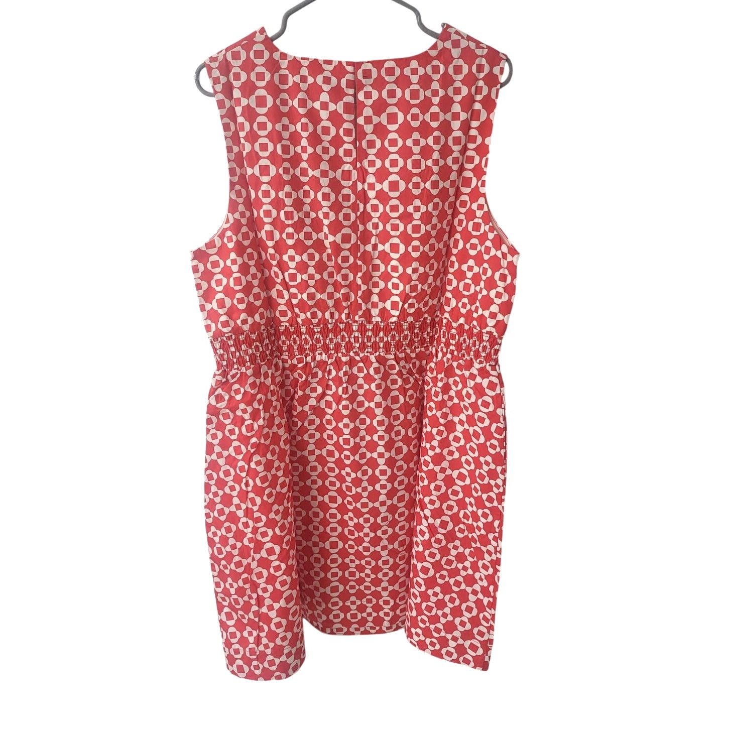 Boden Boden Smocked Waist Mini Dress - Coral Mosaic - 16-18 Size XL / US 12-14 / IT 48-50 - 2 Thumbnail