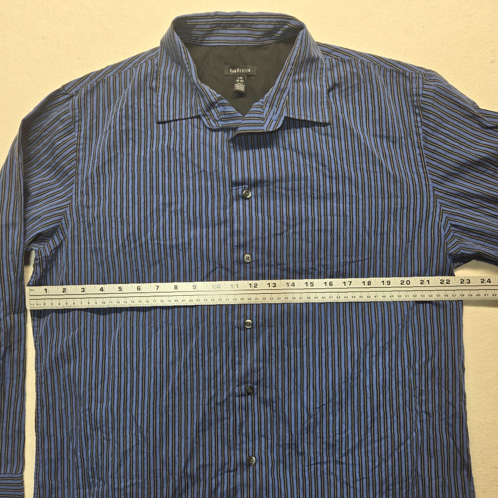 Van Heusen VAN HEUSEN Men’s Dress Shirt Blue Striped Long Sleeve Button-Up 16.5 Size Casual Office Wear Size US L / EU 52-54 / 3 - 4 Thumbnail