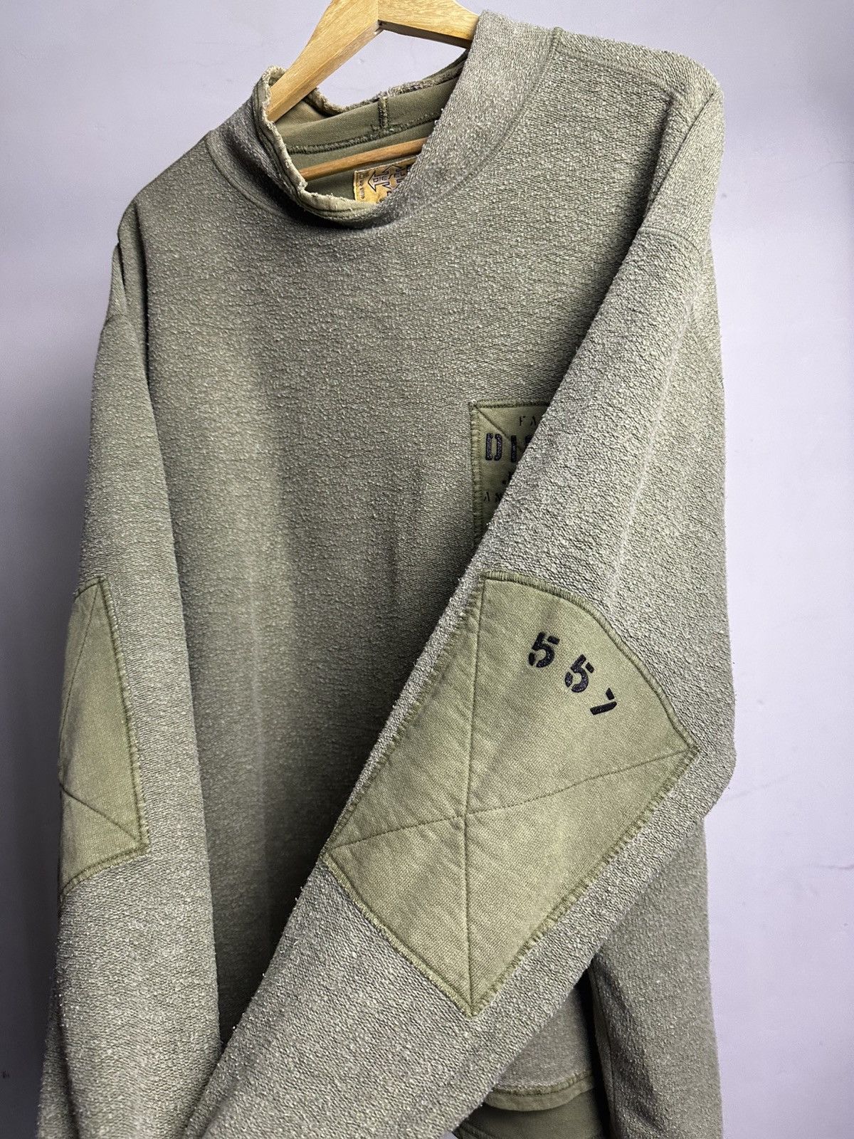 Diesel × Le Grande Bleu (L.G.B.) Ripped Diesel Army Longsleeve Sweatshirt Size US L / EU 52-54 / 3 - 9 Thumbnail