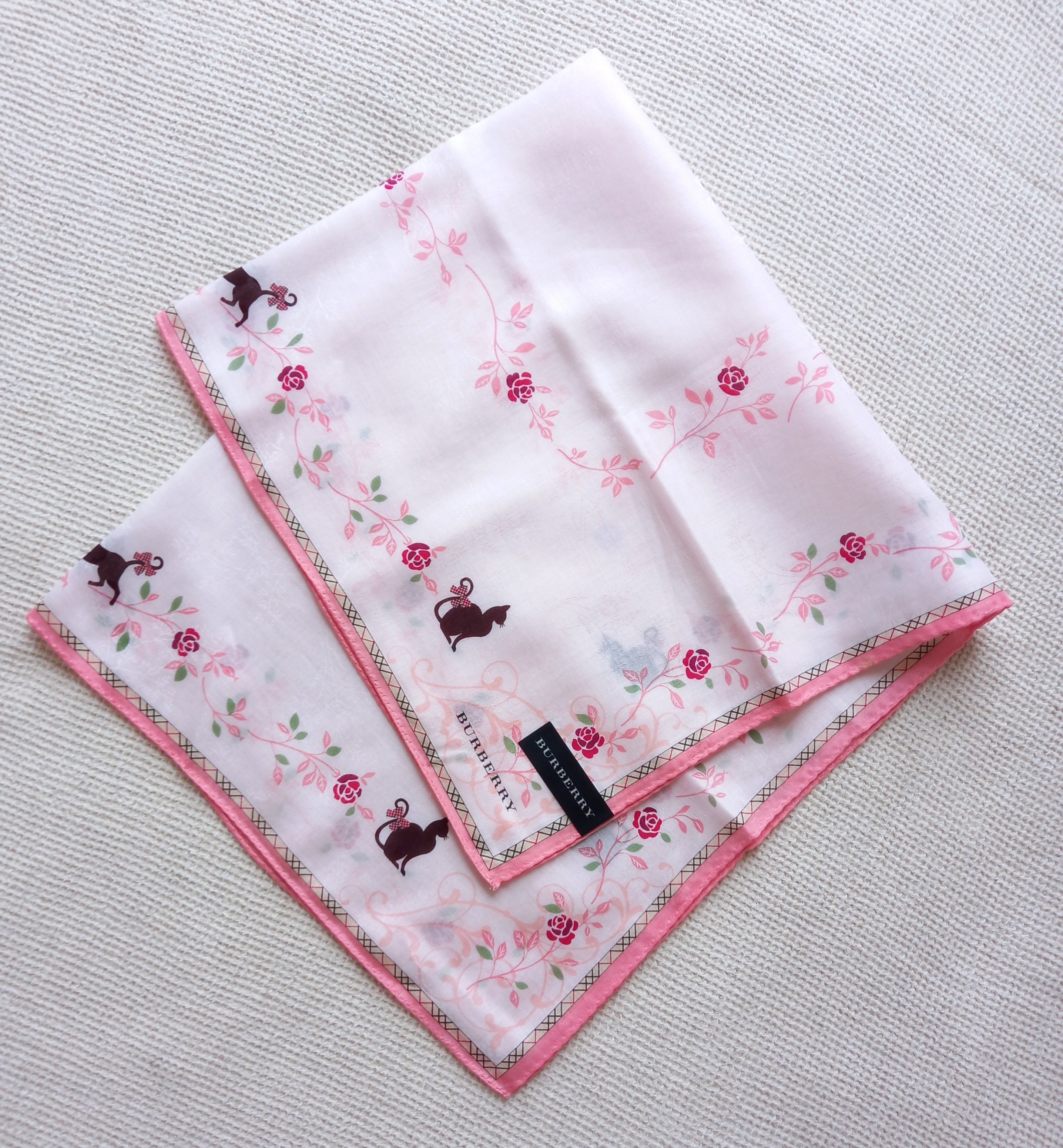 Burberry × Vintage NEW Rare Vintage Burberry Bandana/Handkerchief Cat kitten Size ONE SIZE - 1 Thumbnail