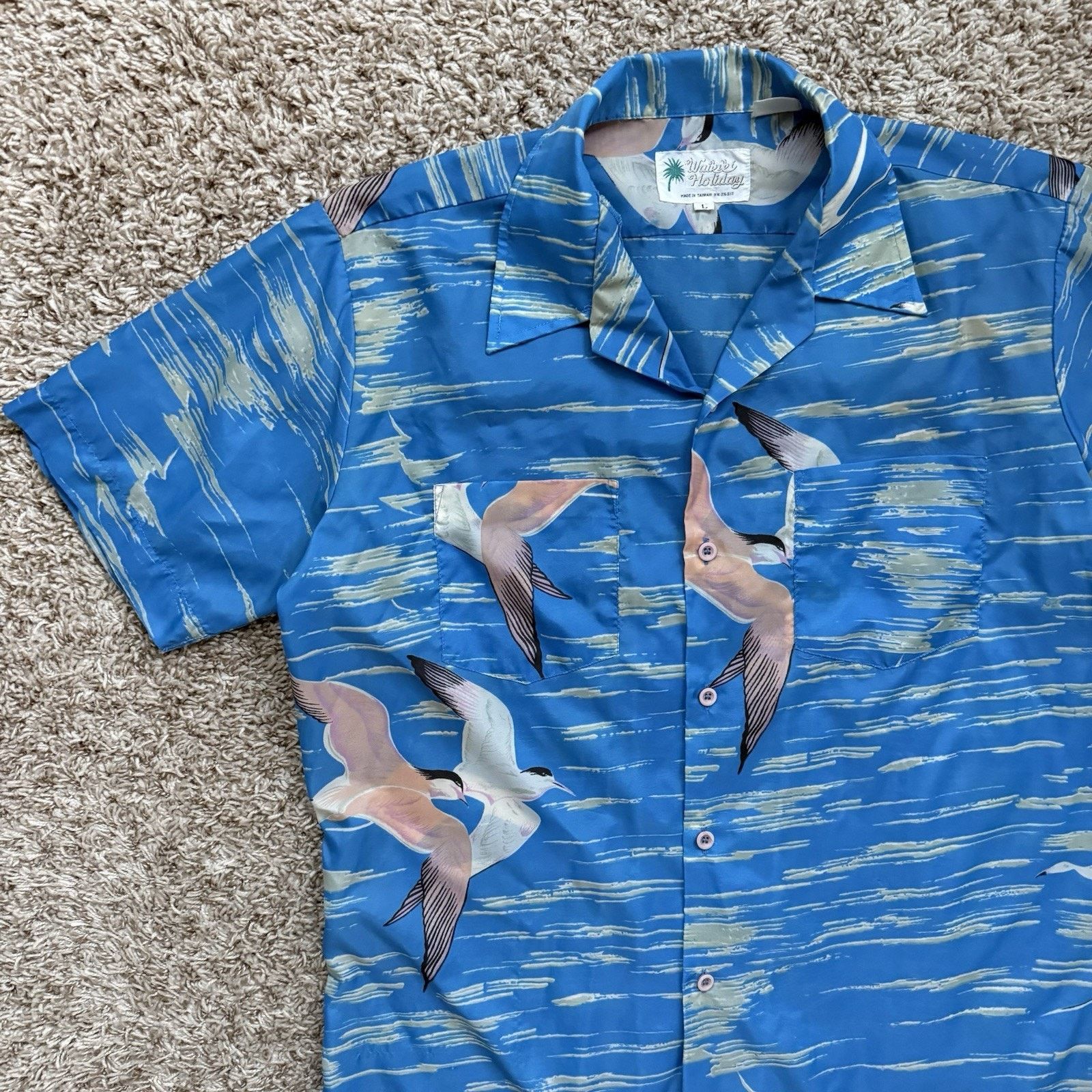 Vintage Vintage Waikiki Hawaiian Shirt SS Button Up Blue AOP Birds Size US L / EU 52-54 / 3 - 4 Thumbnail