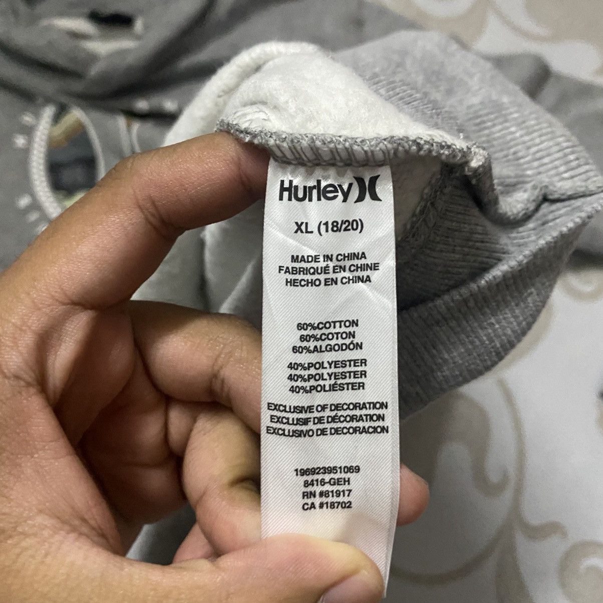 Hurley Hurley Grey Hoodie Size L / US 10 / IT 46 - 4 Thumbnail