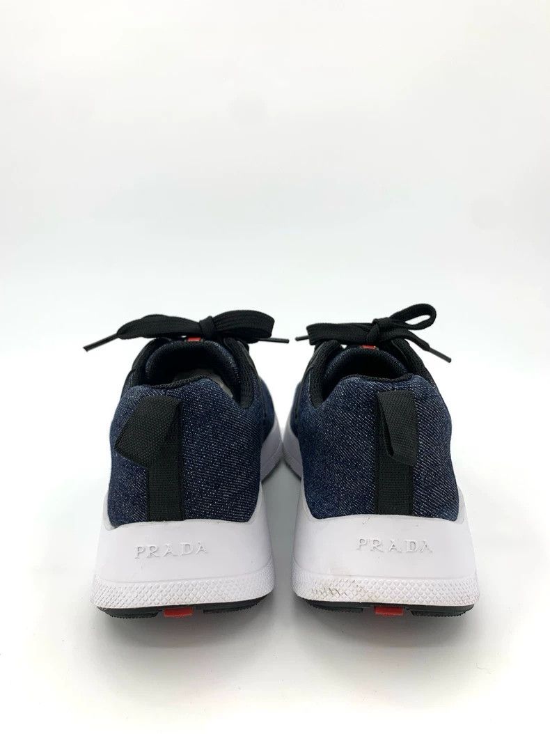 Prada Prada Dark blue denim lace-up casual shoes sneakers 2501-Ne Size US 7 / EU 40 - 4 Thumbnail