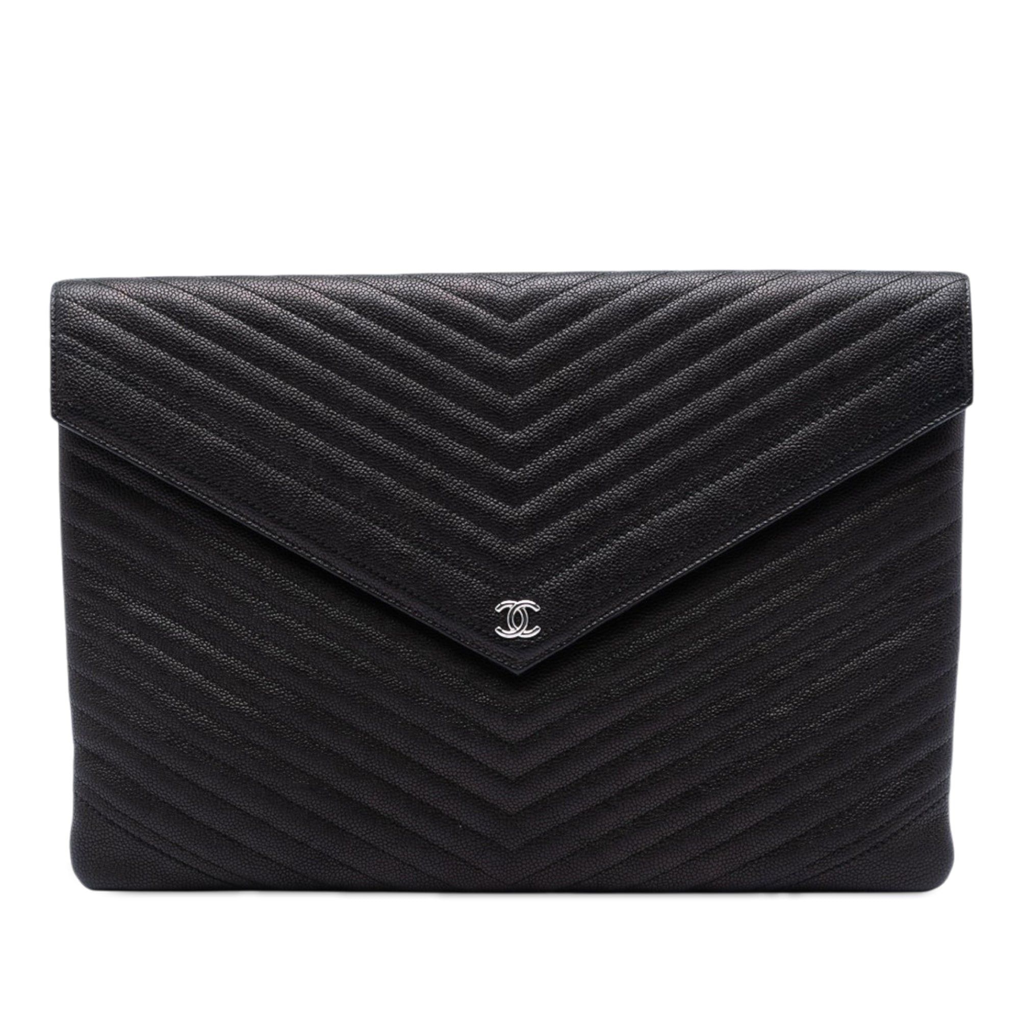 Chanel Large Chevron Caviar Statement Envelope Clutch Size ONE SIZE - 1 Thumbnail