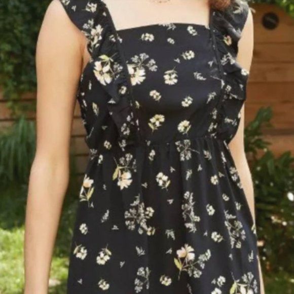 Other Wild Fable Black Floral Ruffle Sleeve Mini Dress Medium NWOT Size M / US 6-8 / IT 42-44 - 3 Thumbnail