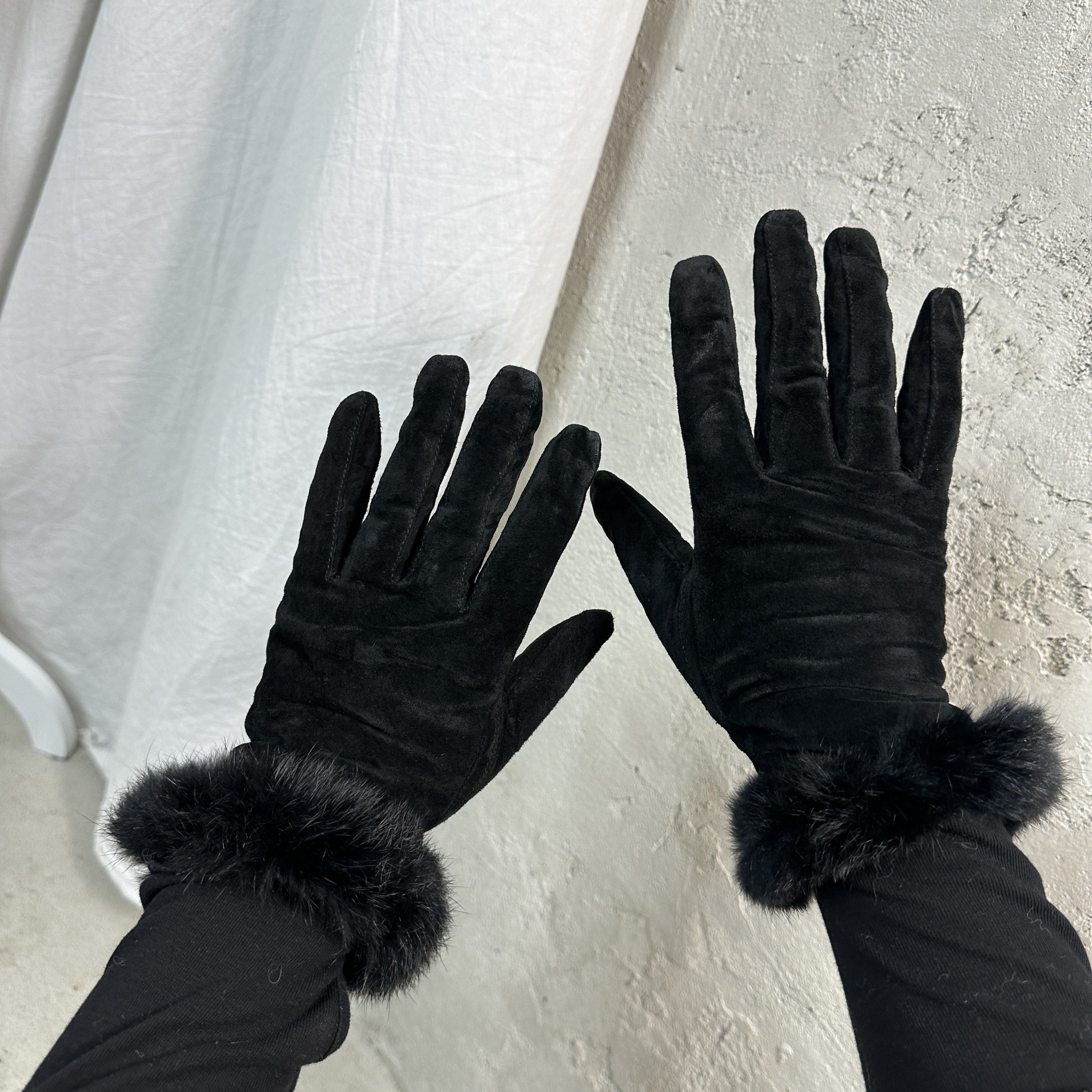 Vintage Leather Gloves with Fur Vintage Size ONE SIZE - 1 Thumbnail