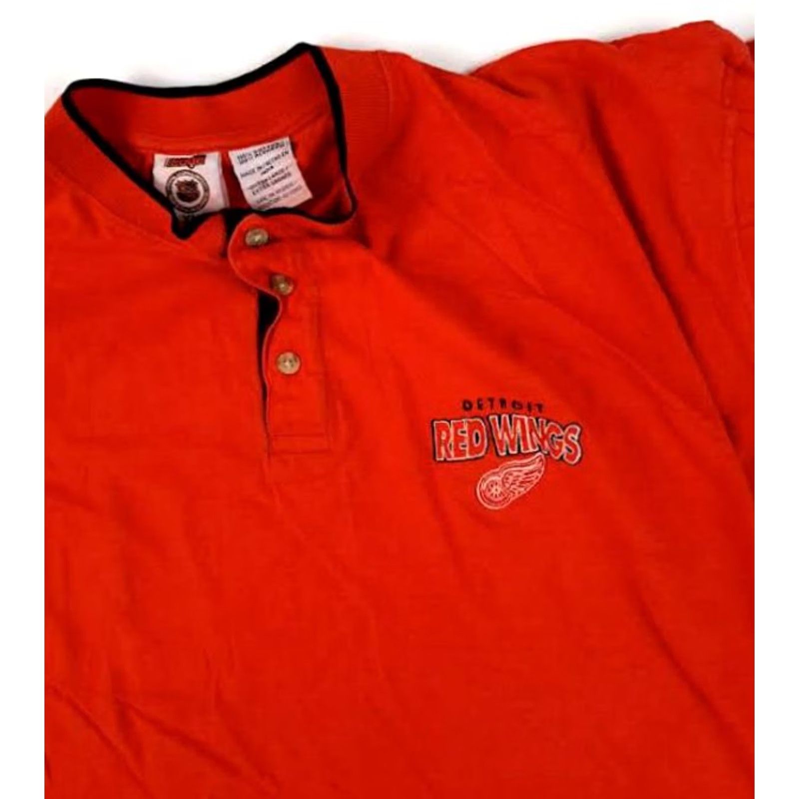 NHL NHL Detroit Red Wings Shirt XL Red Crew Neck Short Sleeve 1/4 Button T-Shirt Men 90s Vintage? Size US XL / EU 56 / 4 - 3 Thumbnail
