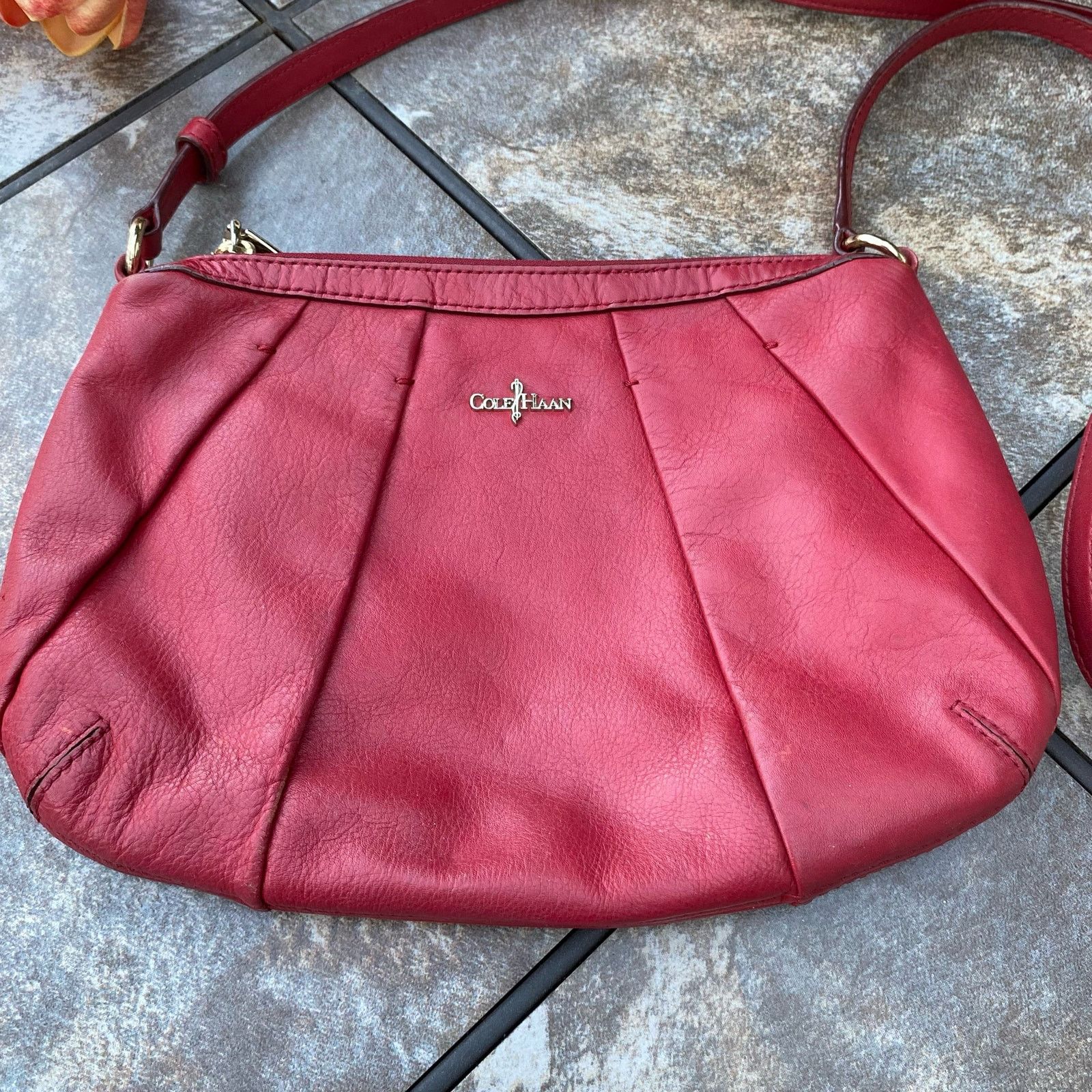 Cole Haan Cole Haan Red Leather Adele Pleated Small Crossbody Bag Size ONE SIZE - 3 Thumbnail