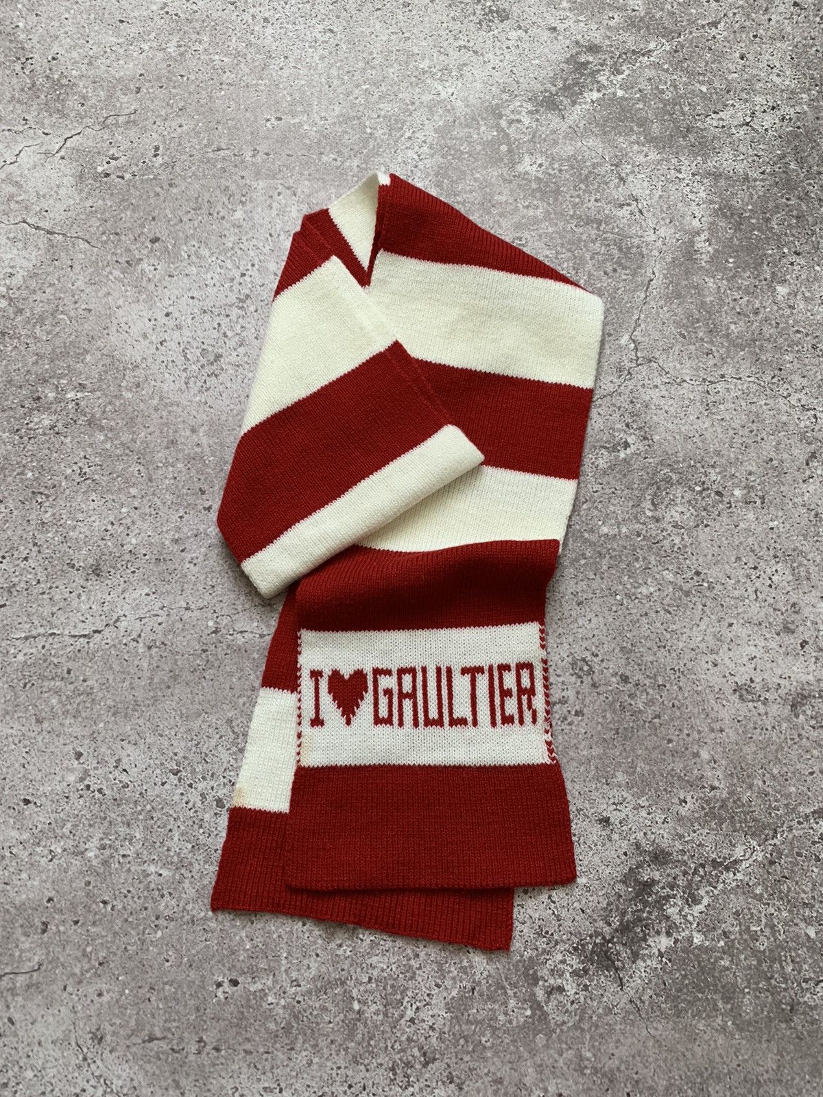 Jean Paul Gaultier × Vintage Vintage Y2K Jean Paul Gaultier I Love Stripped Scarf Size ONE SIZE - 1 Thumbnail