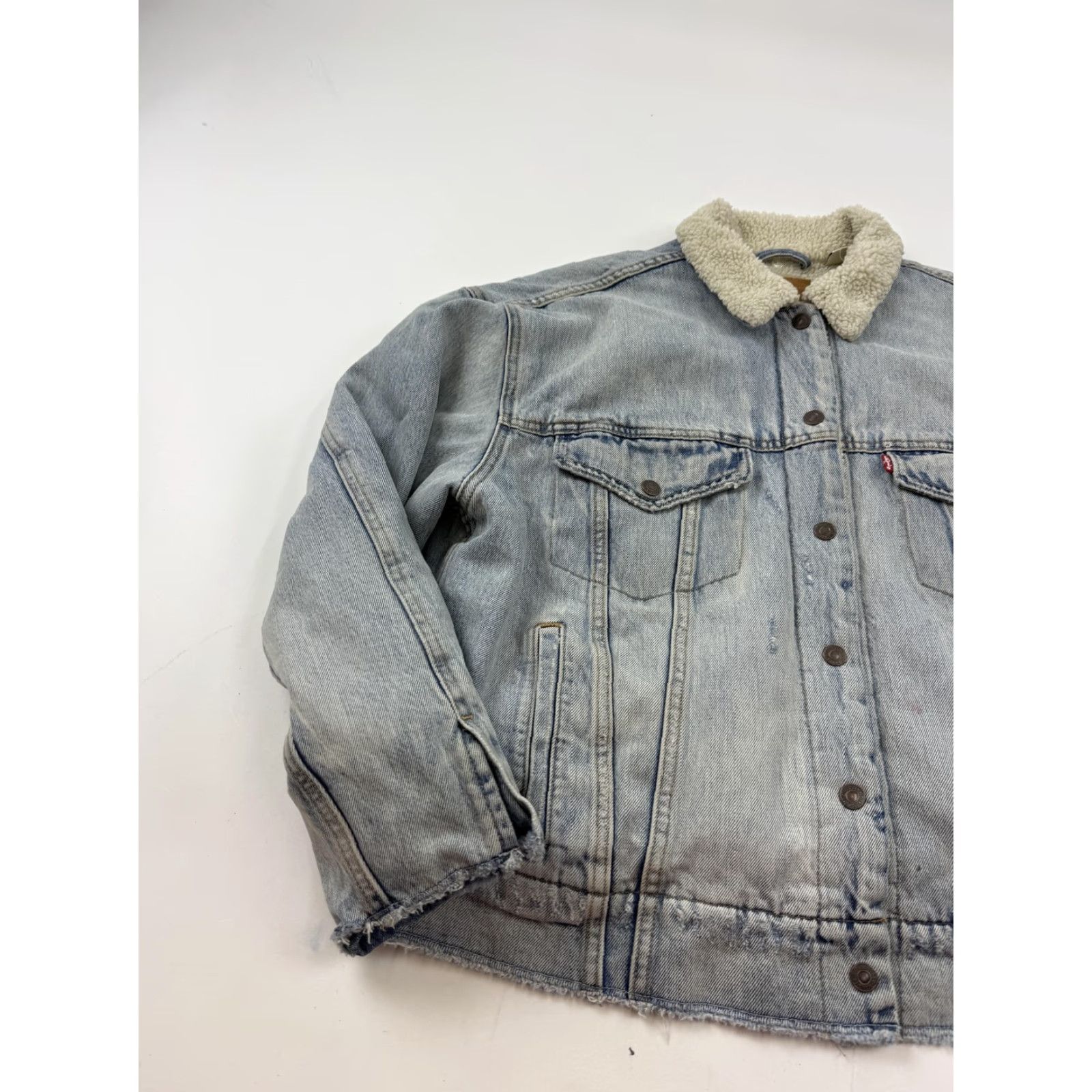 Levi's Levi's Jacket Bomber Denim Trucker Western Womens Medium Blue Sherpa Lined Pockets Collared Insulated Short Winter Size M / US 6-8 / IT 42-44 - 2 Thumbnail