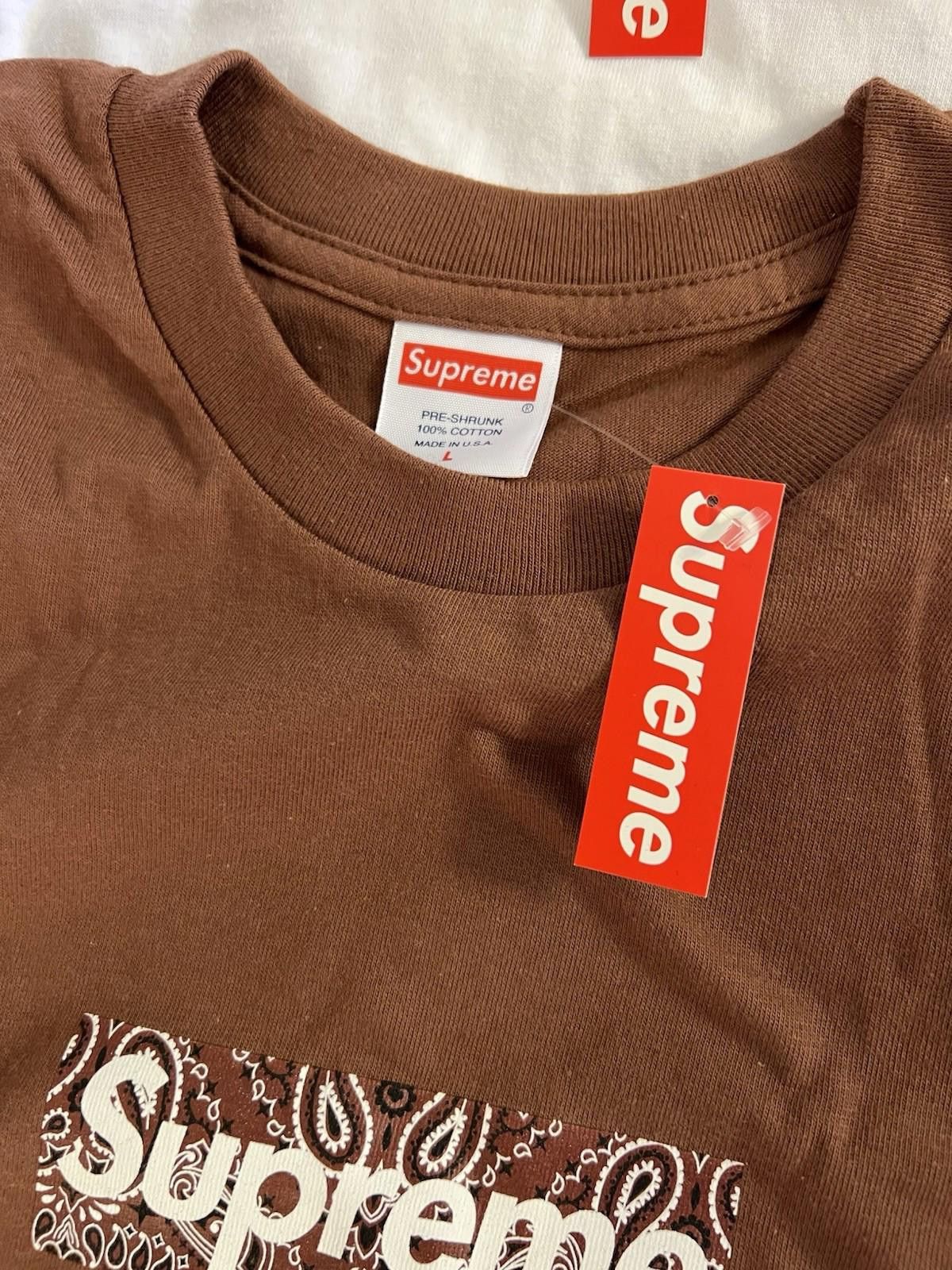 Supreme FW19 Supreme Bandana Box Logo Tee Brown L 2019 Size US L / EU 52-54 / 3 - 9 Thumbnail