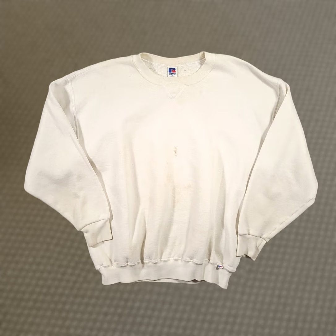 Russell Athletic VINTAGE Russell Athletic Sweatshirt Mens XL White Grunge Skater Stained Flawed Size US XL / EU 56 / 4 - 1 Thumbnail