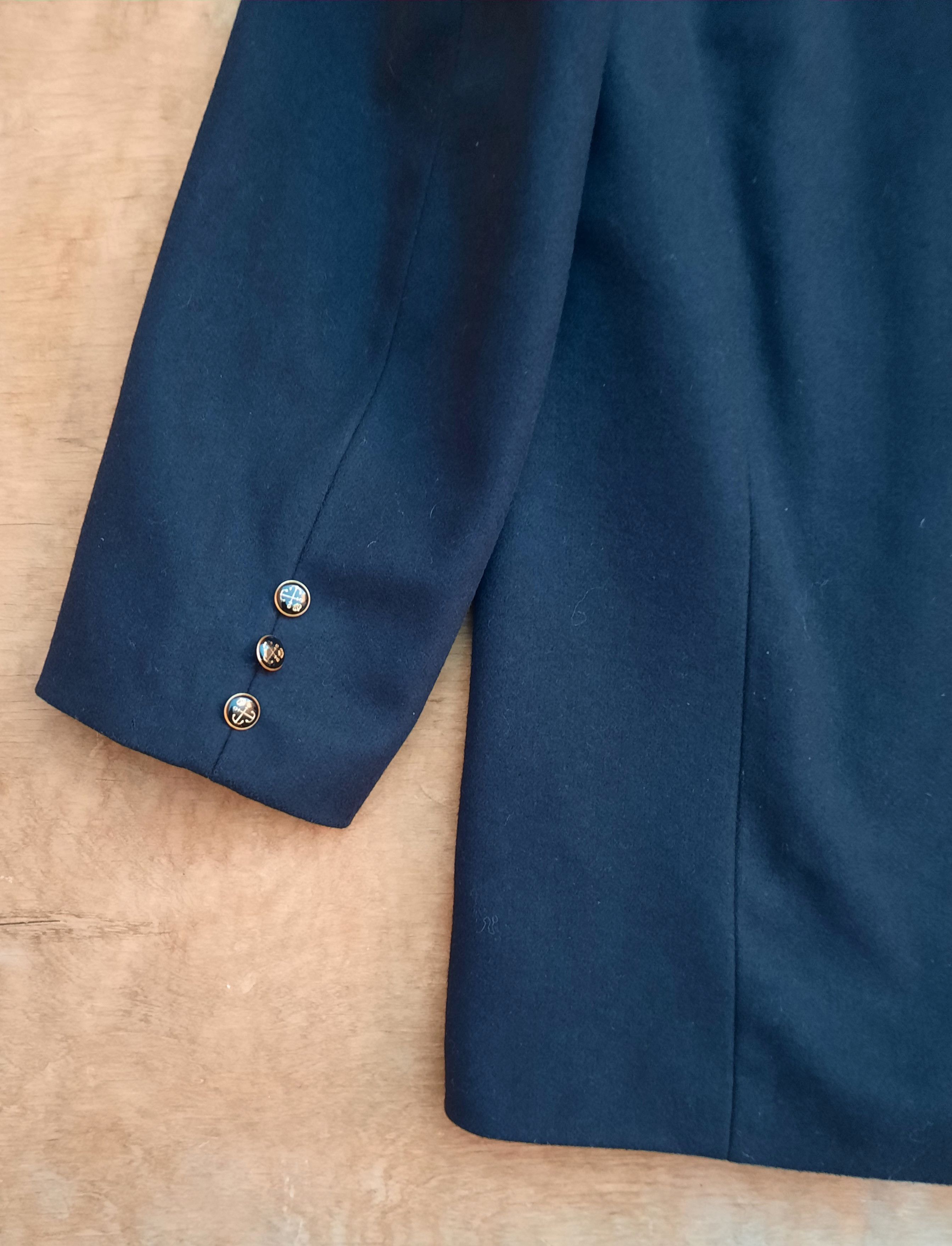 Burberry Burberrys Navy Wool Classic mens Double Breasted pea coat Size US L / EU 52-54 / 3 - 13 Thumbnail