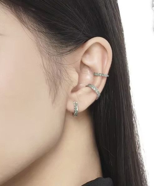 Jewelry × Vintage Geometric Texture 925 Sterling Silver Plated Green Size ONE SIZE - 2 Thumbnail