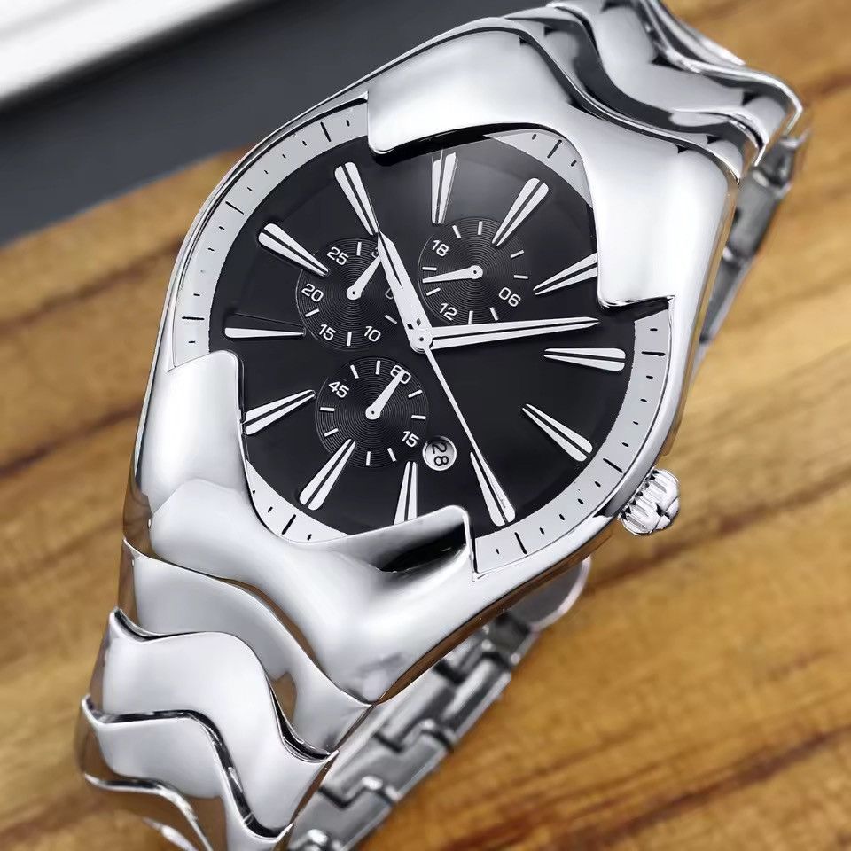 Vintage Armoured watch Futuristic Sculpted black dial steel Size ONE SIZE - 4 Thumbnail