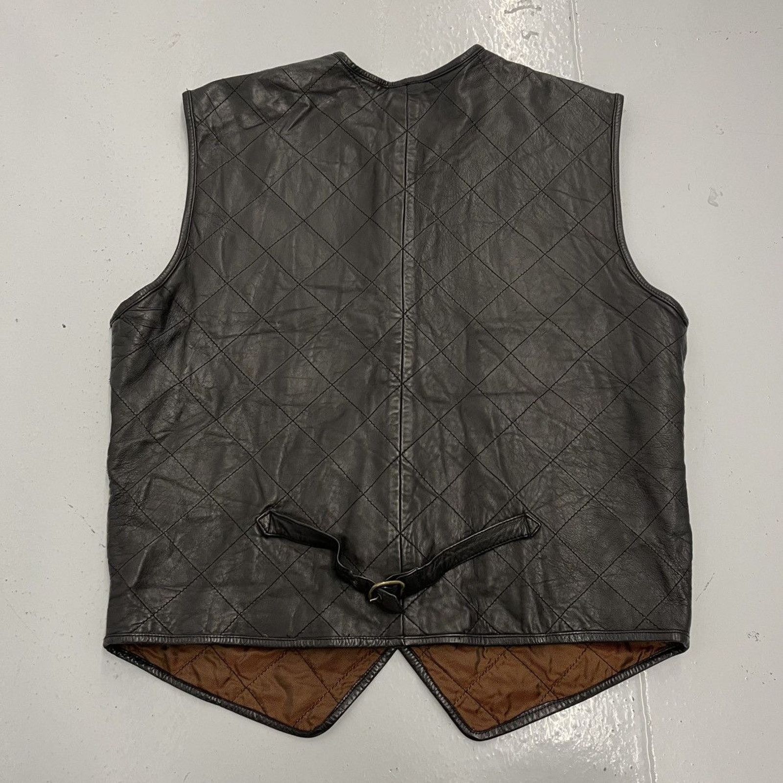 Other Vintage 80s Brown Buckleback Genuine Leather Vest Size US M / EU 48-50 / 2 - 2 Thumbnail