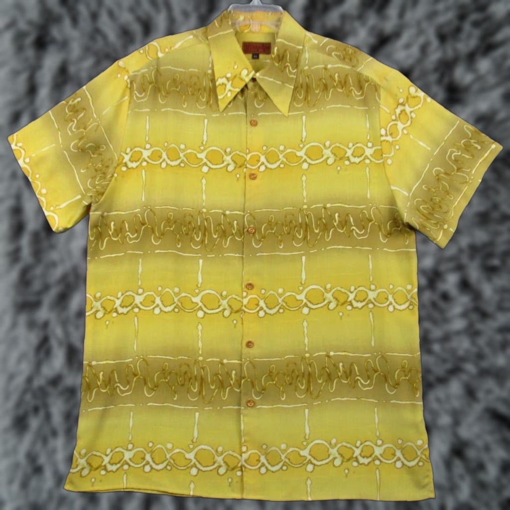Vintage VINTAGE Prestige PD Shirt XL Men's Short Sleeve Made in USA Yellow Gold Shirt Size US XL / EU 56 / 4 - 1 Thumbnail