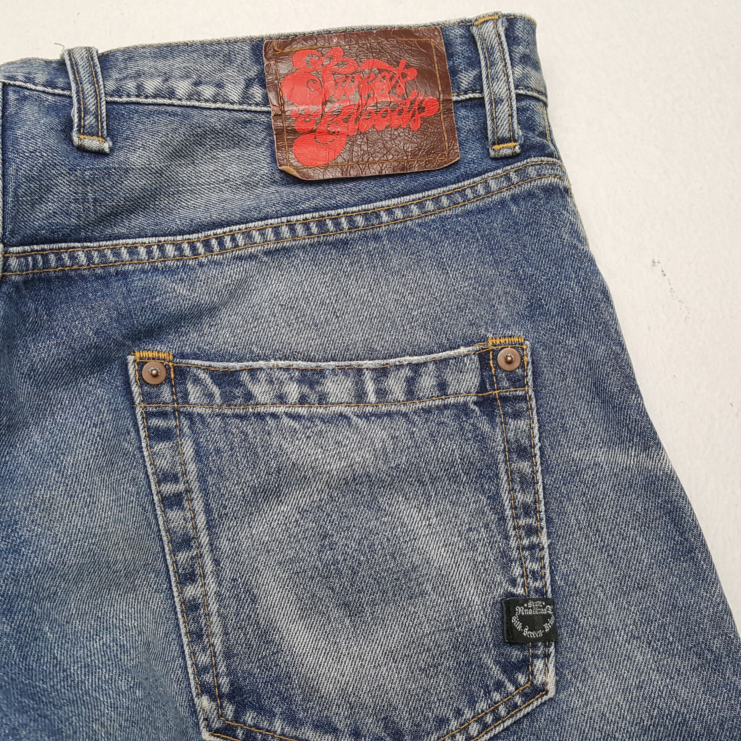Japanese Brand × Vintage SWEATS BLOODS Rare Design Fashion Style Distressed Jeans Size US 33 - 14 Thumbnail