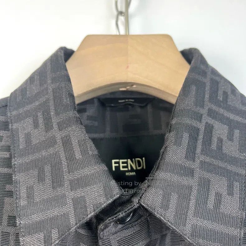 Fendi Fendi Brown full logo print jacquard pocket coat shirt Size US L / EU 52-54 / 3 - 3 Thumbnail