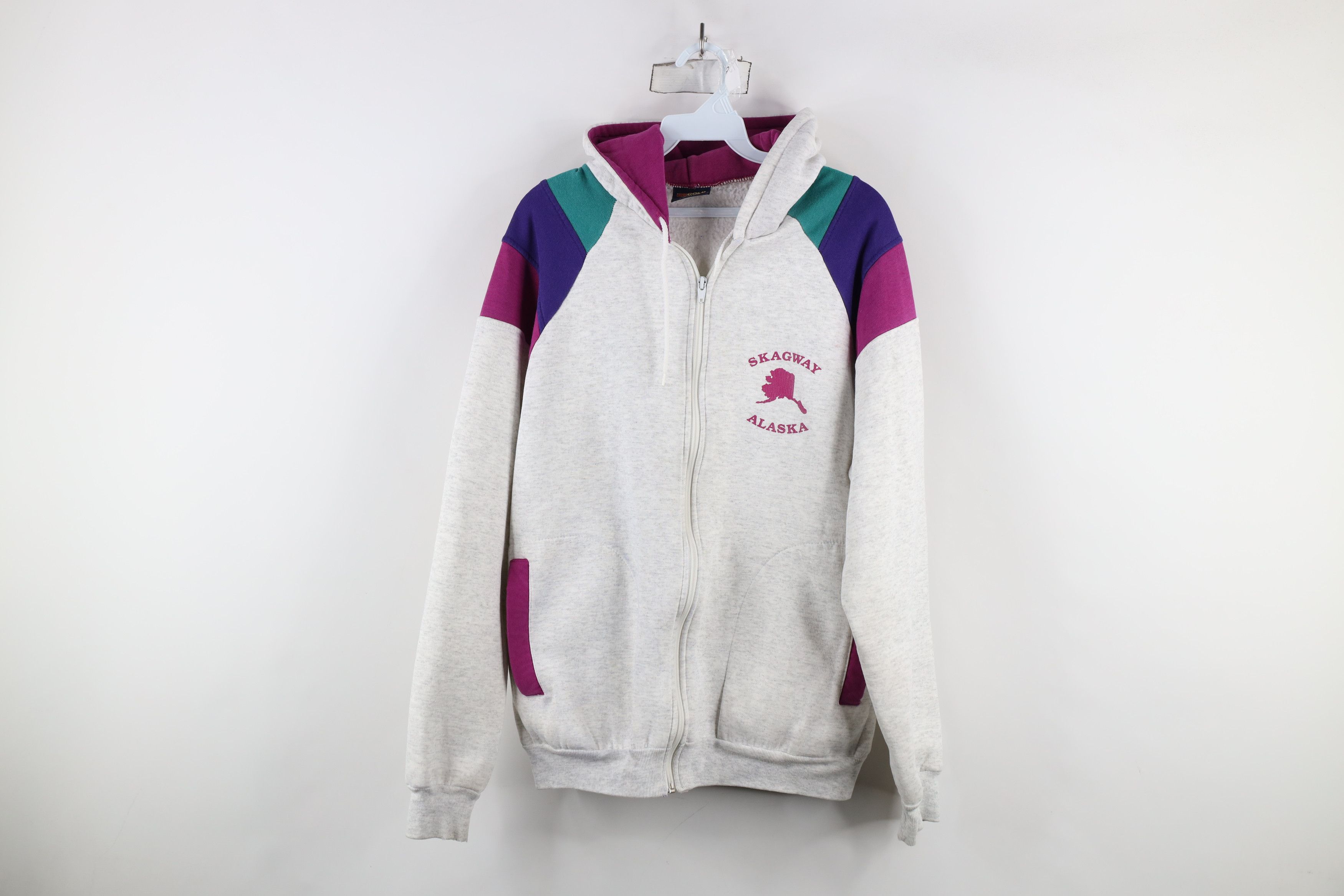 Vintage Vintage 90s Streetwear Skagway Alaska Full Zip Hoodie USA Size L / US 10 / IT 46 - 1 Thumbnail