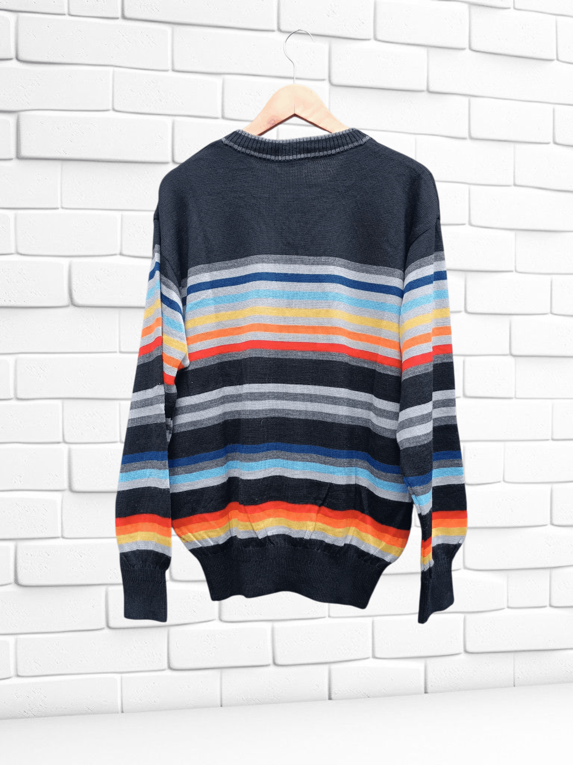 Japanese Brand Vintage Pagelo Rainbow Striped V Neck Knit Sweater Golf Size US M / EU 48-50 / 2 - 4 Thumbnail
