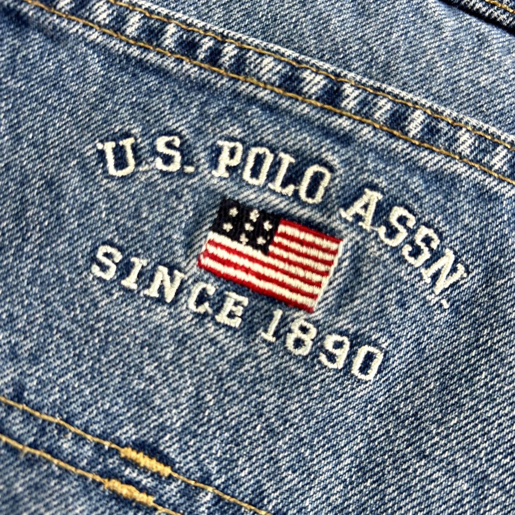 Vintage VINTAGE US Polo Assn. Carpenter Denim Jorts Shorts 40 Blue USA Flag Embroidered Mens Size US L / EU 52-54 / 3 - 3 Thumbnail