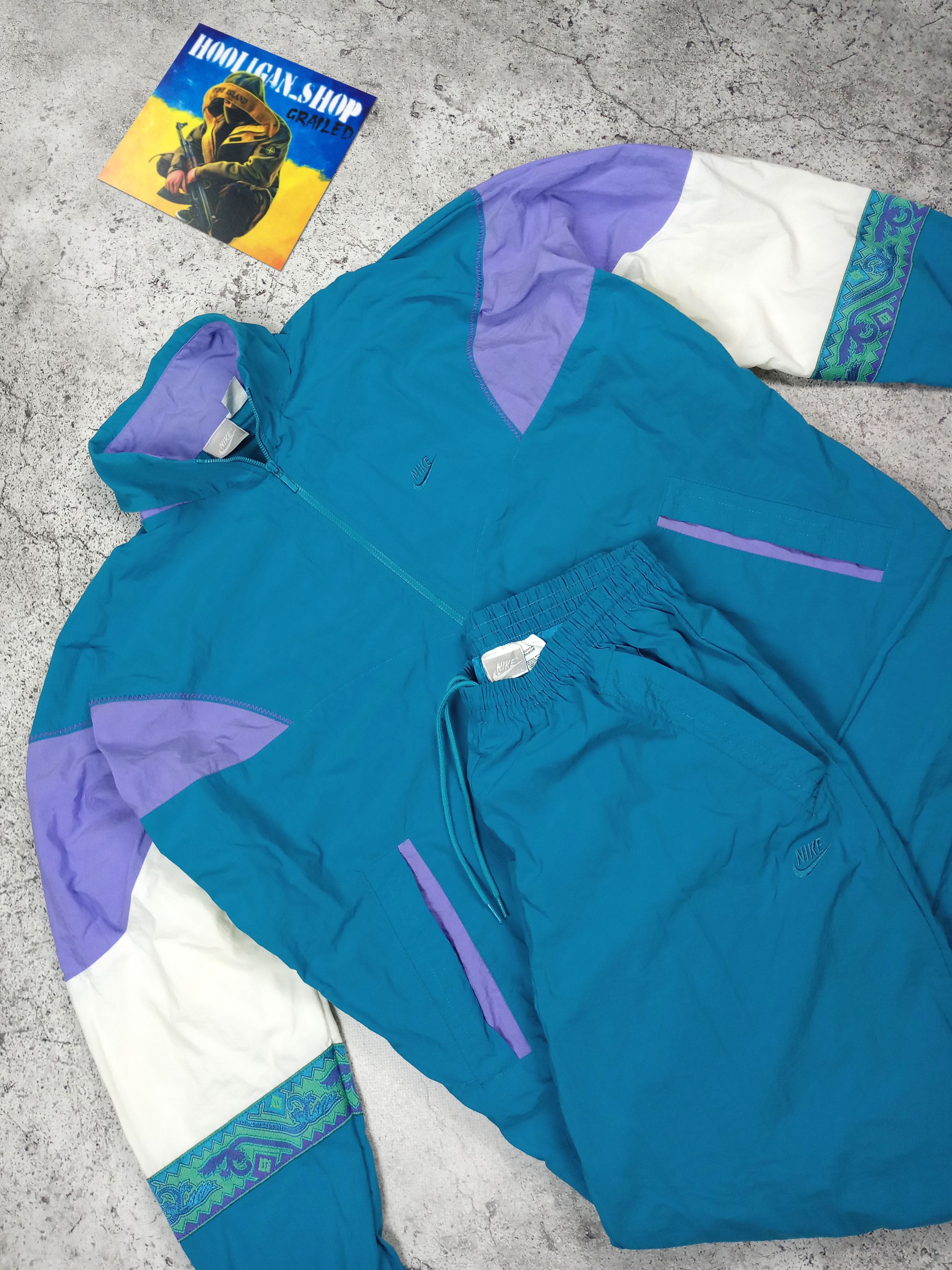 Nike 🔥 Nike Vintage 90’s Aztec Pattern Tracksuit 🔥 Size L / US 10 / IT 46 - 6 Thumbnail