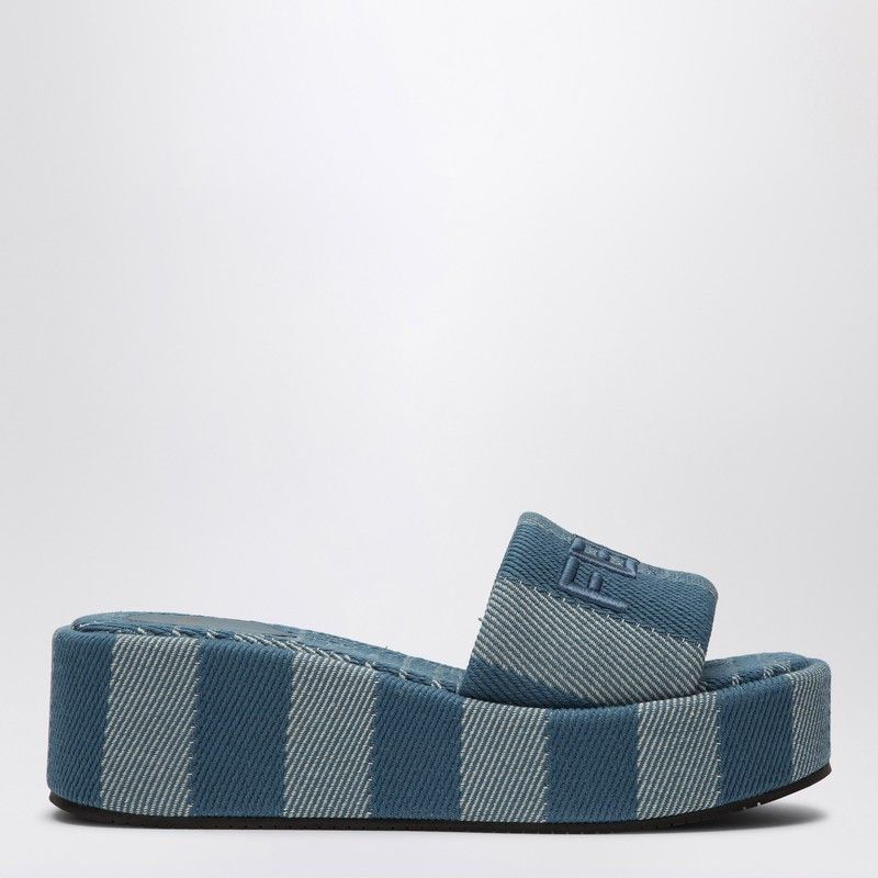 Fendi Fendi Fendi Sunshine Slide In Blue Denim-Effect Jacquard Size US 7 / IT 37 - 1 Thumbnail